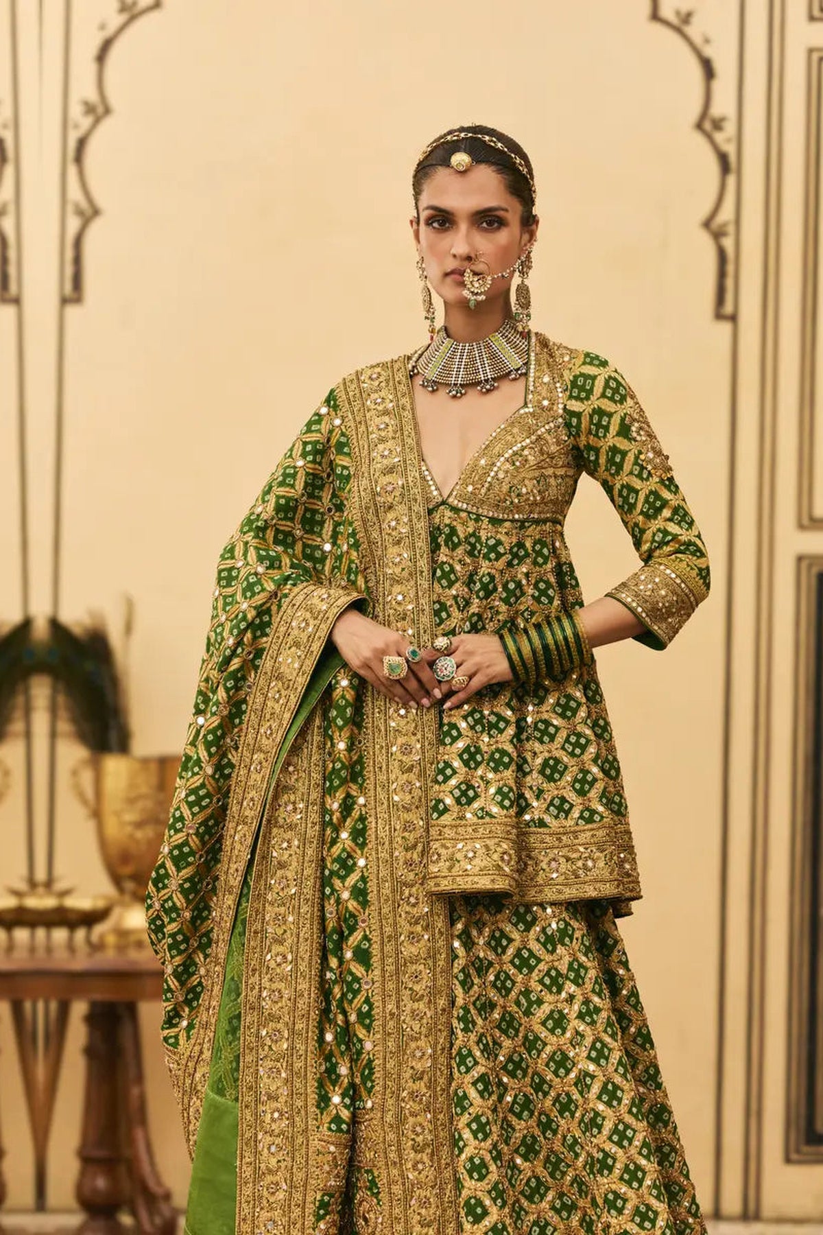 Hara Bandhej Sharara Set
