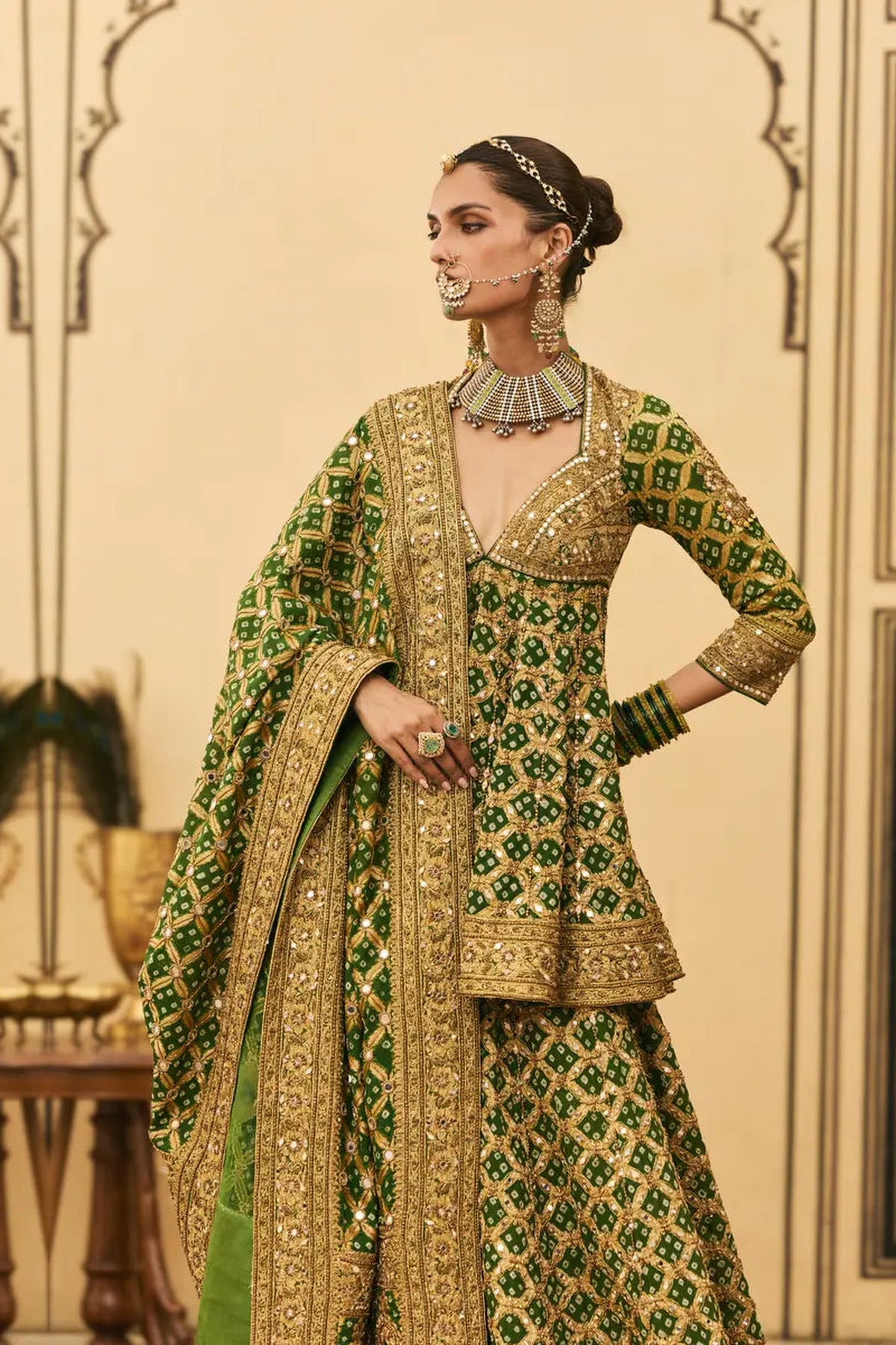 Hara Bandhej Sharara Set
