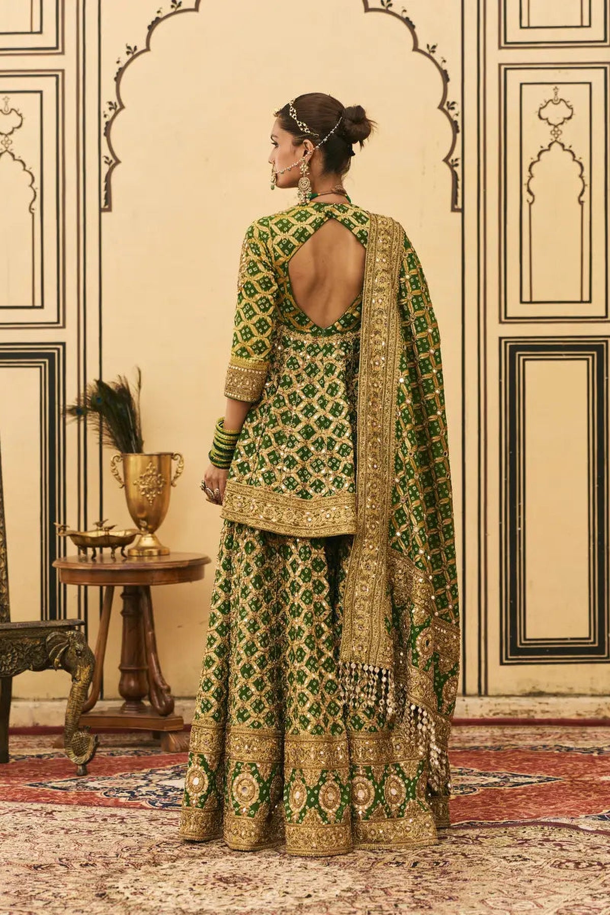 Hara Bandhej Sharara Set