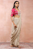 HOT PINK EMBROIDERED CHOLI WITH SILVER SAREE