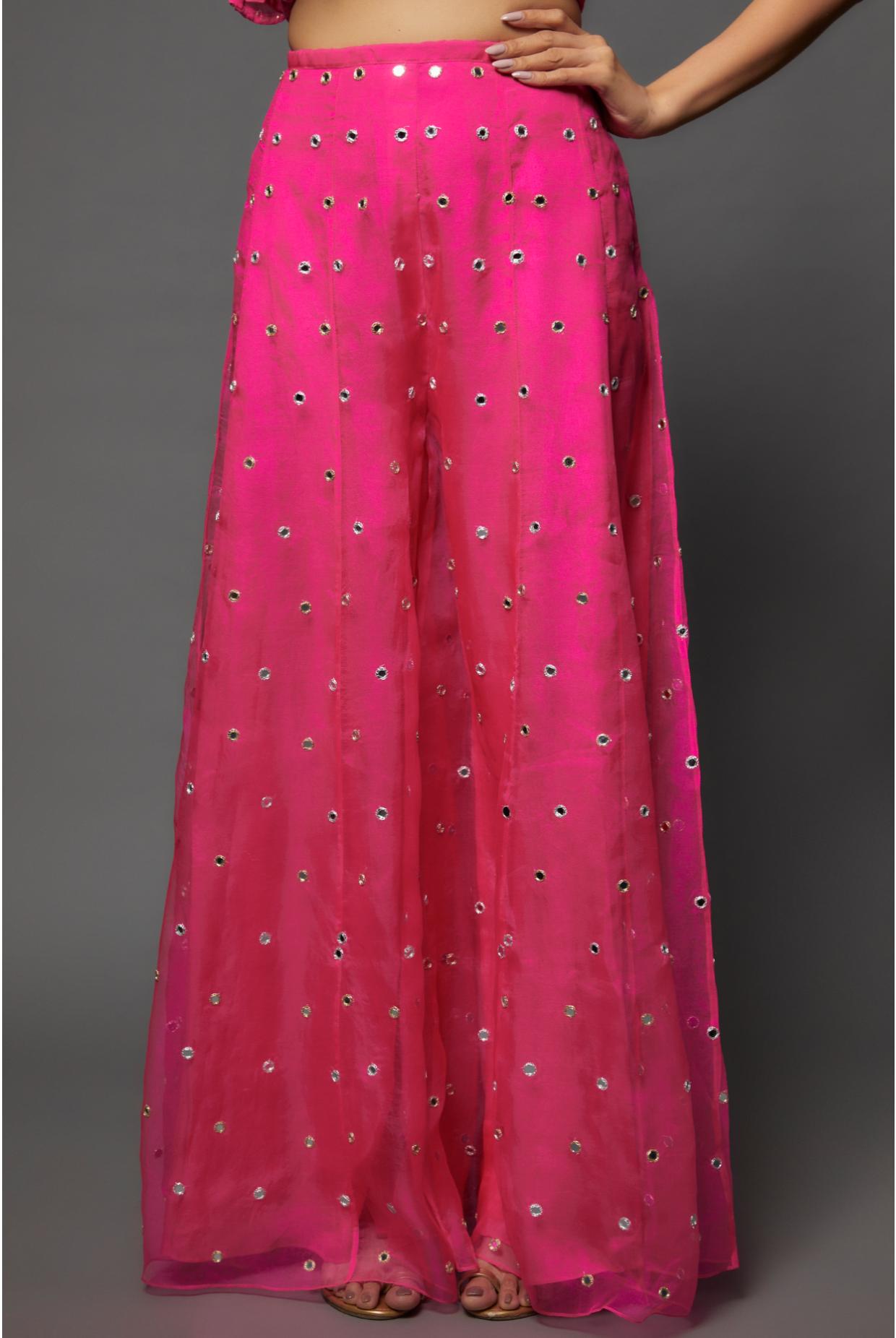 Hot Pink Embroidered Kurta & Sharara With Dupatta