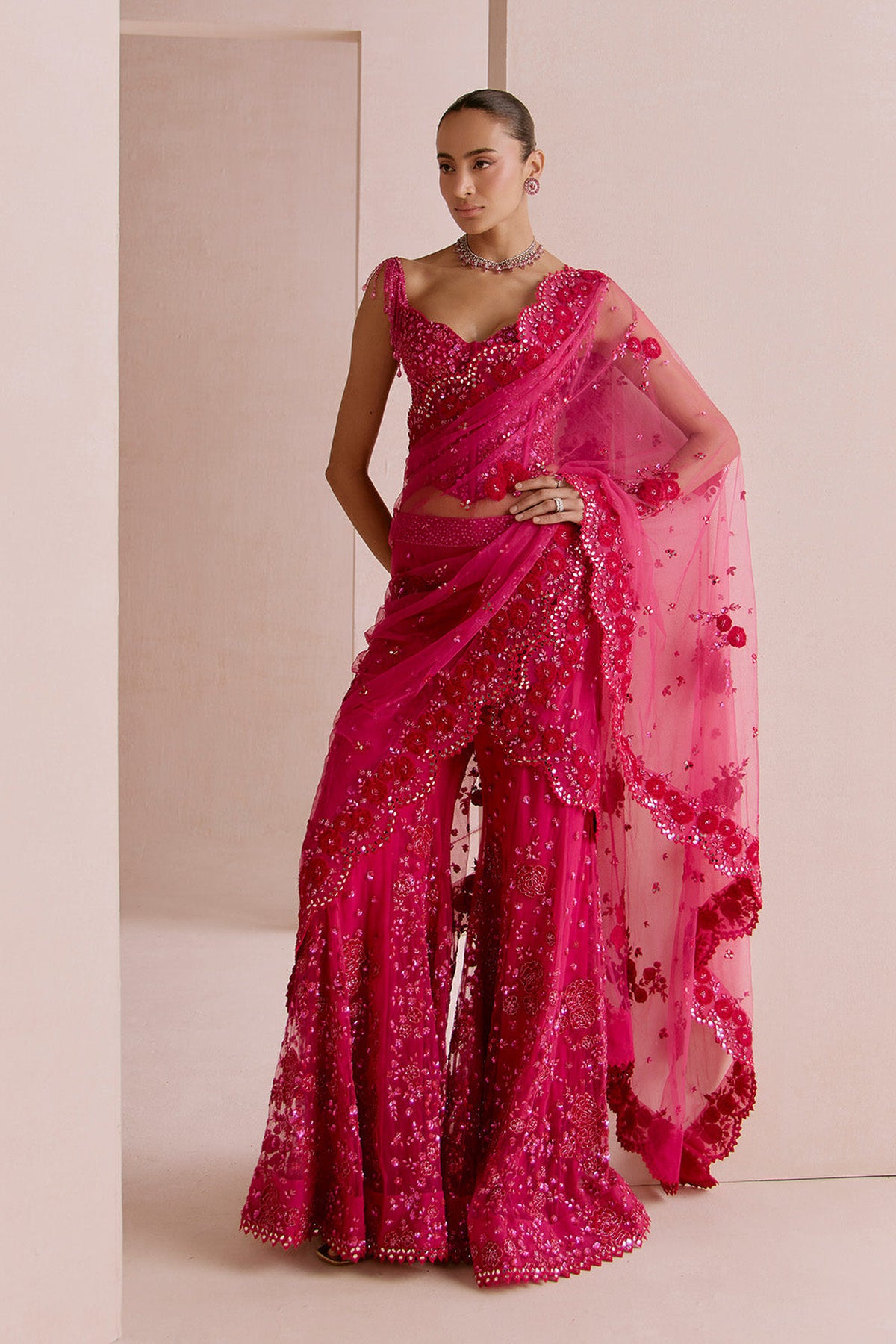 hot pink sharara set