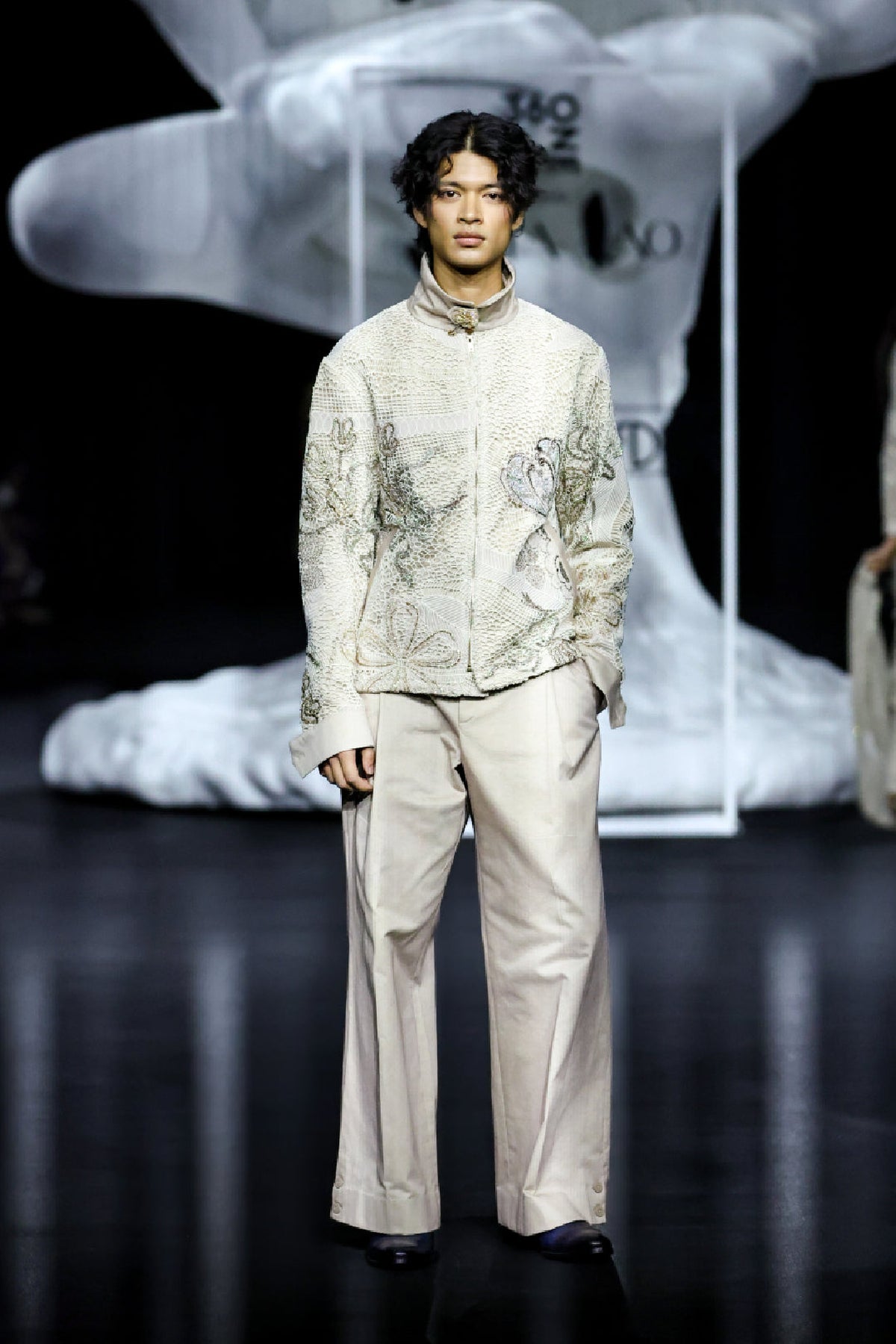 Intercore - ivory beige mesh jacket
