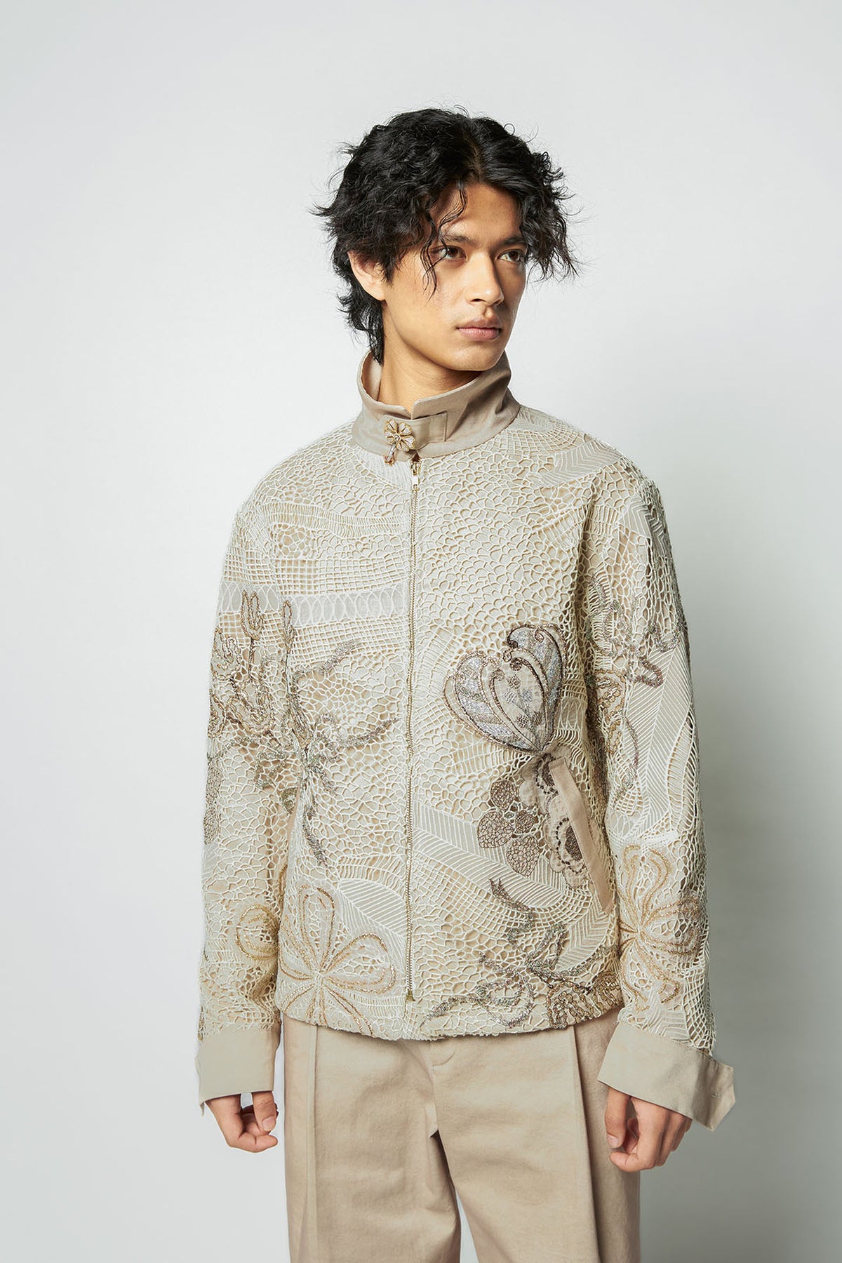 Intercore - ivory beige mesh jacket