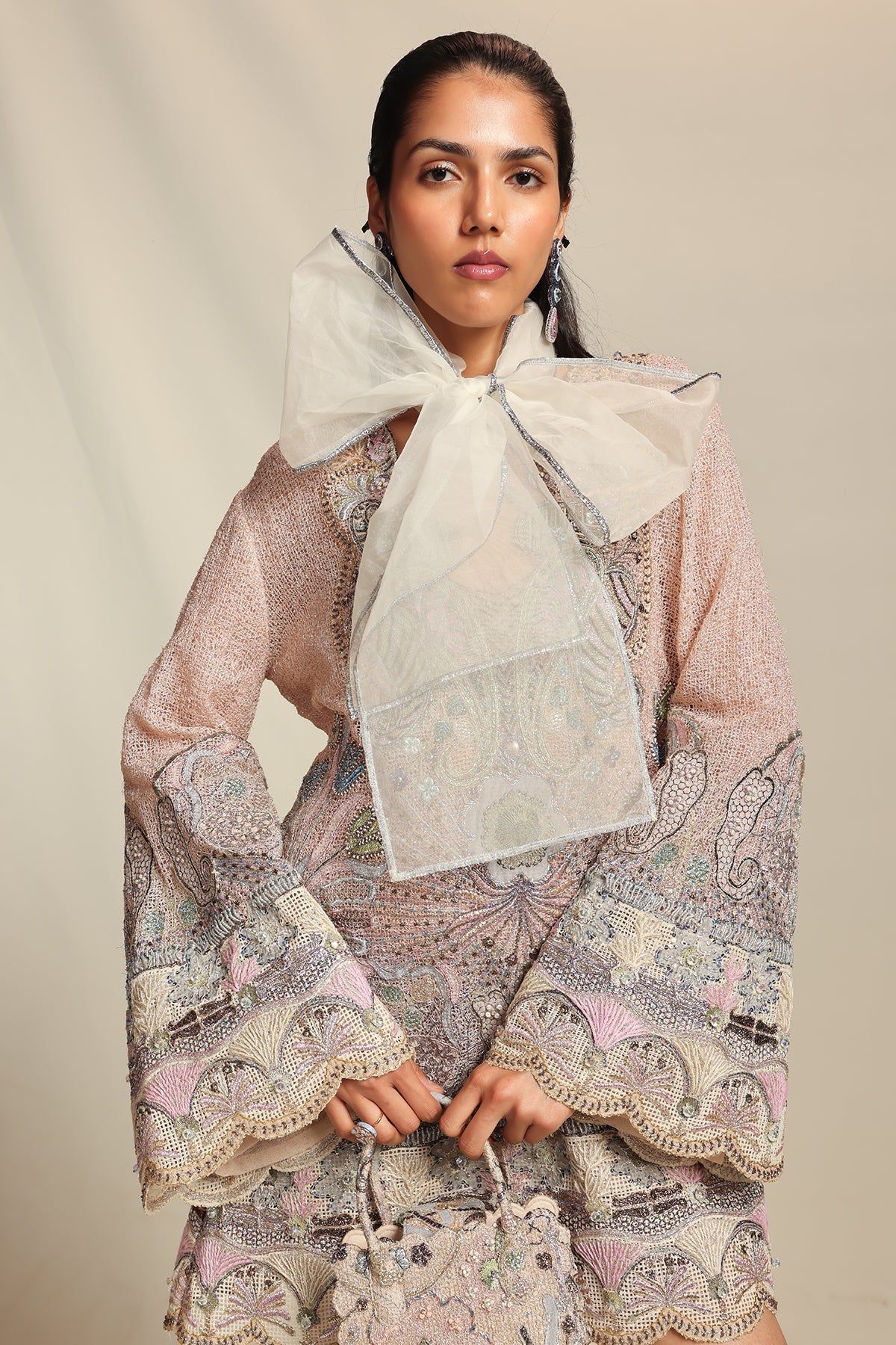 Interrosa - Baby Pink Mesh Tunic Dress