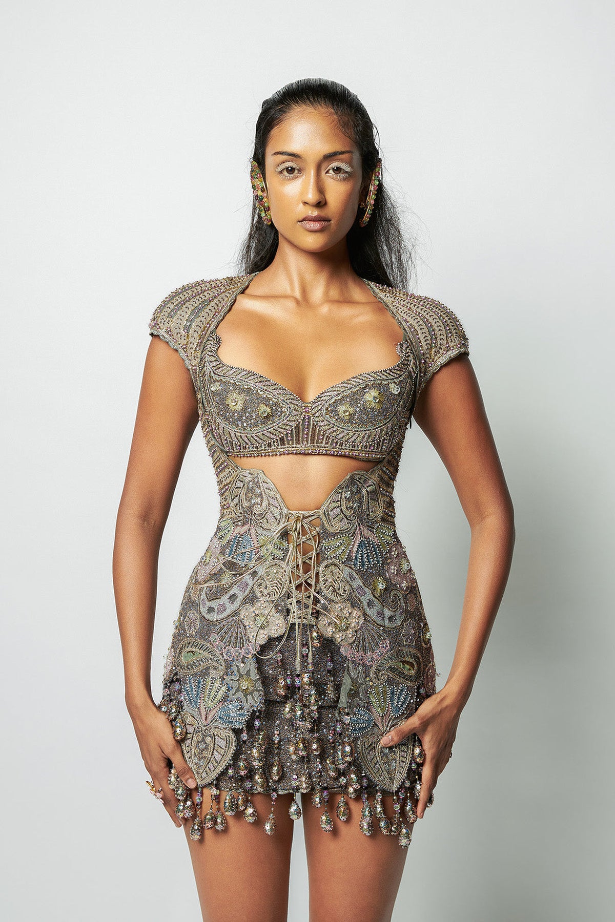 Interstructa - Grey Tulle Bodycon Set