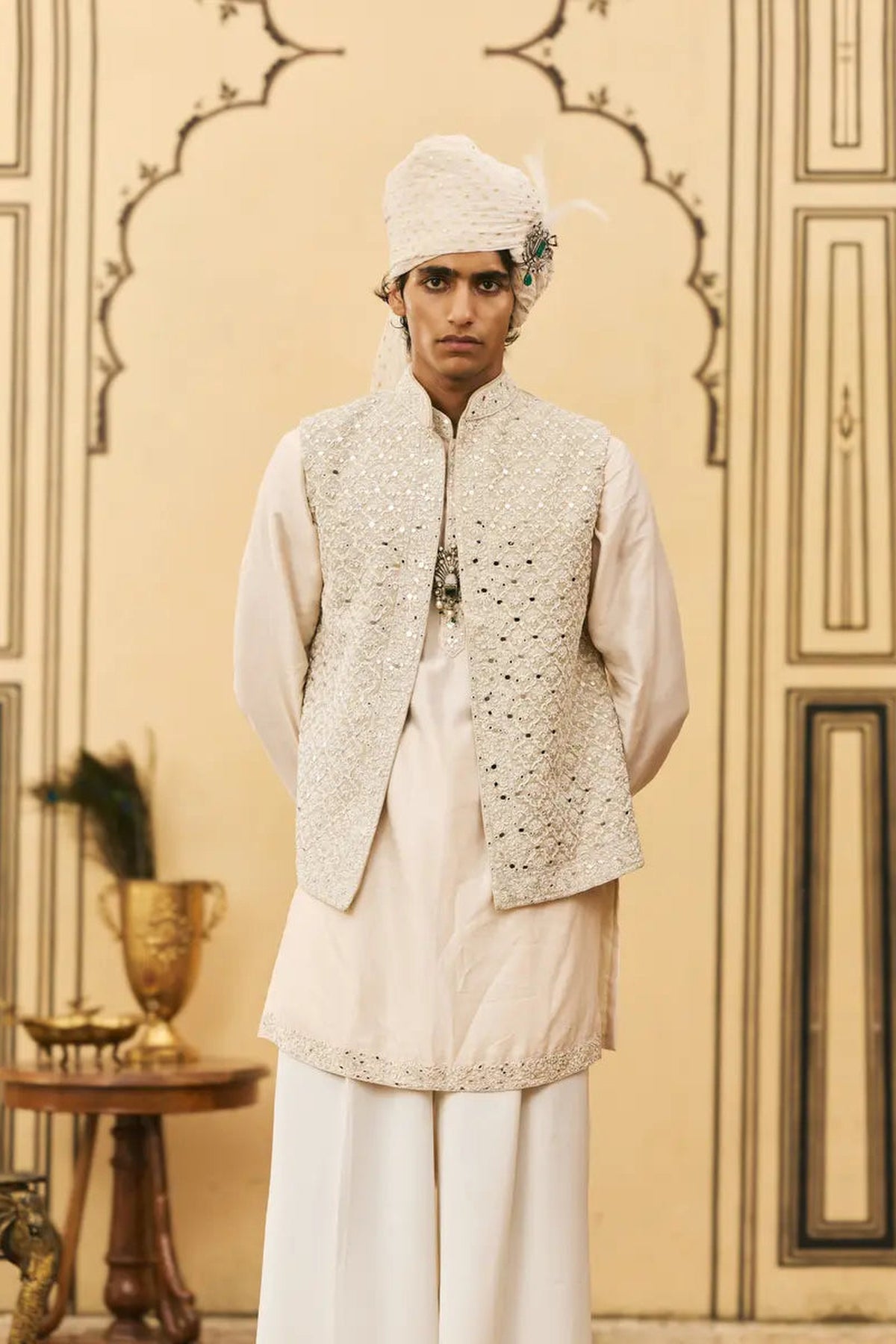 Ivory Chanderi Kurta Set