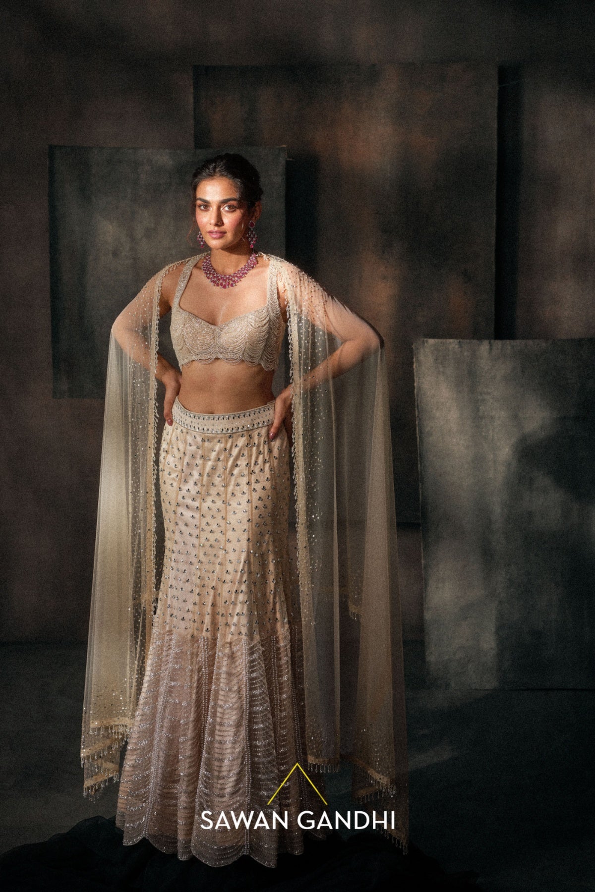 Ivory fishcut Lehenga