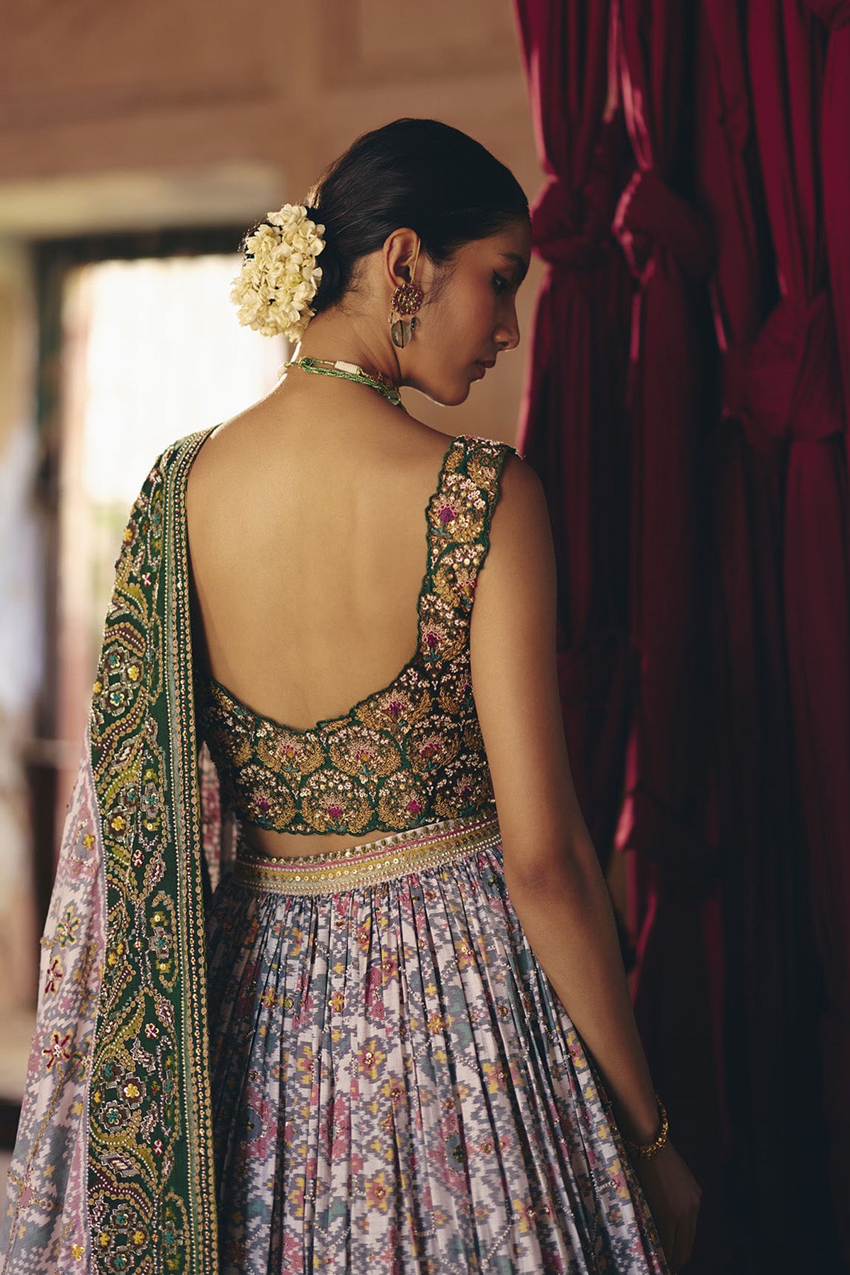 Ivory & Green Patola Lehenga