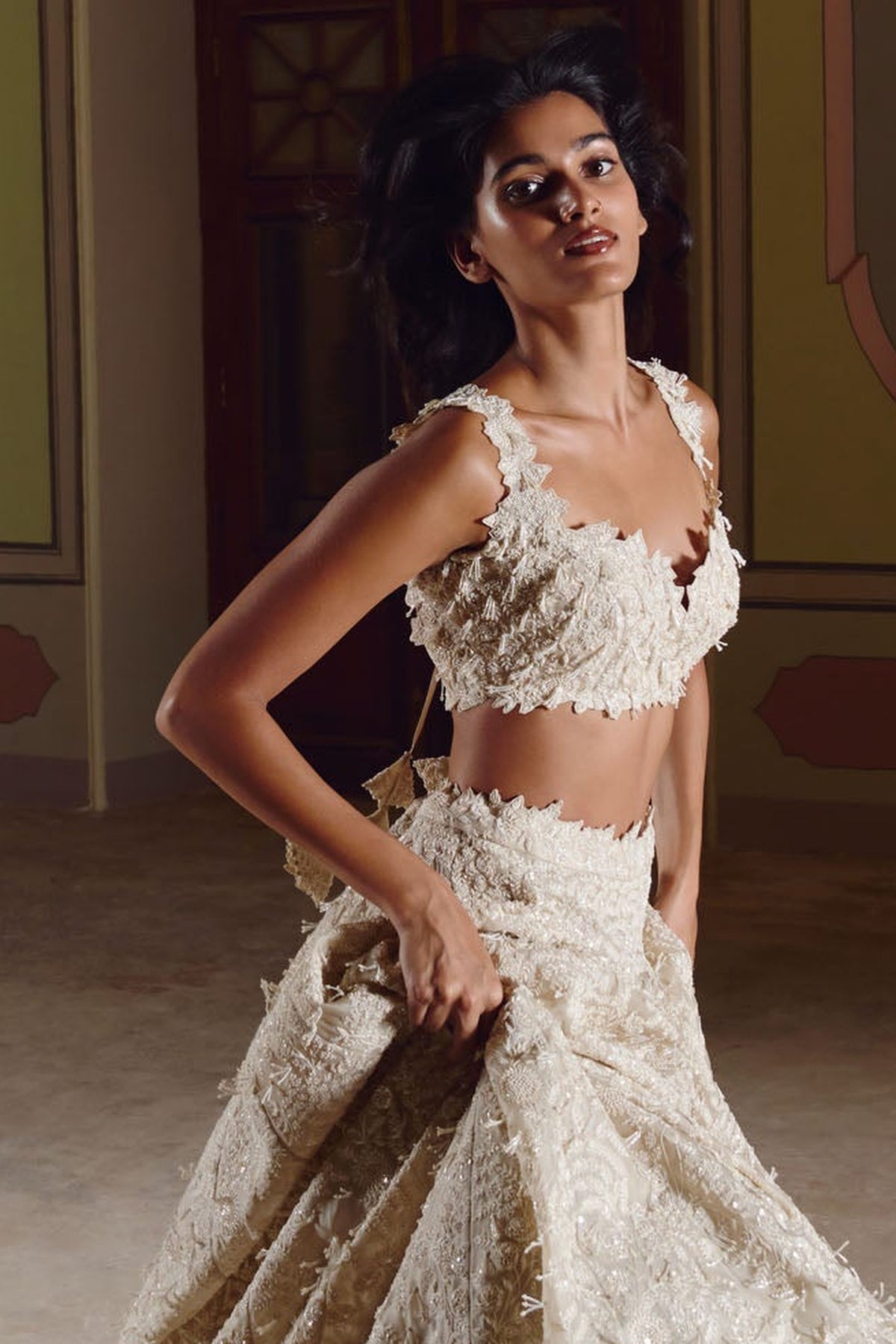 Ivory New Athena Tassels Lehenga Set