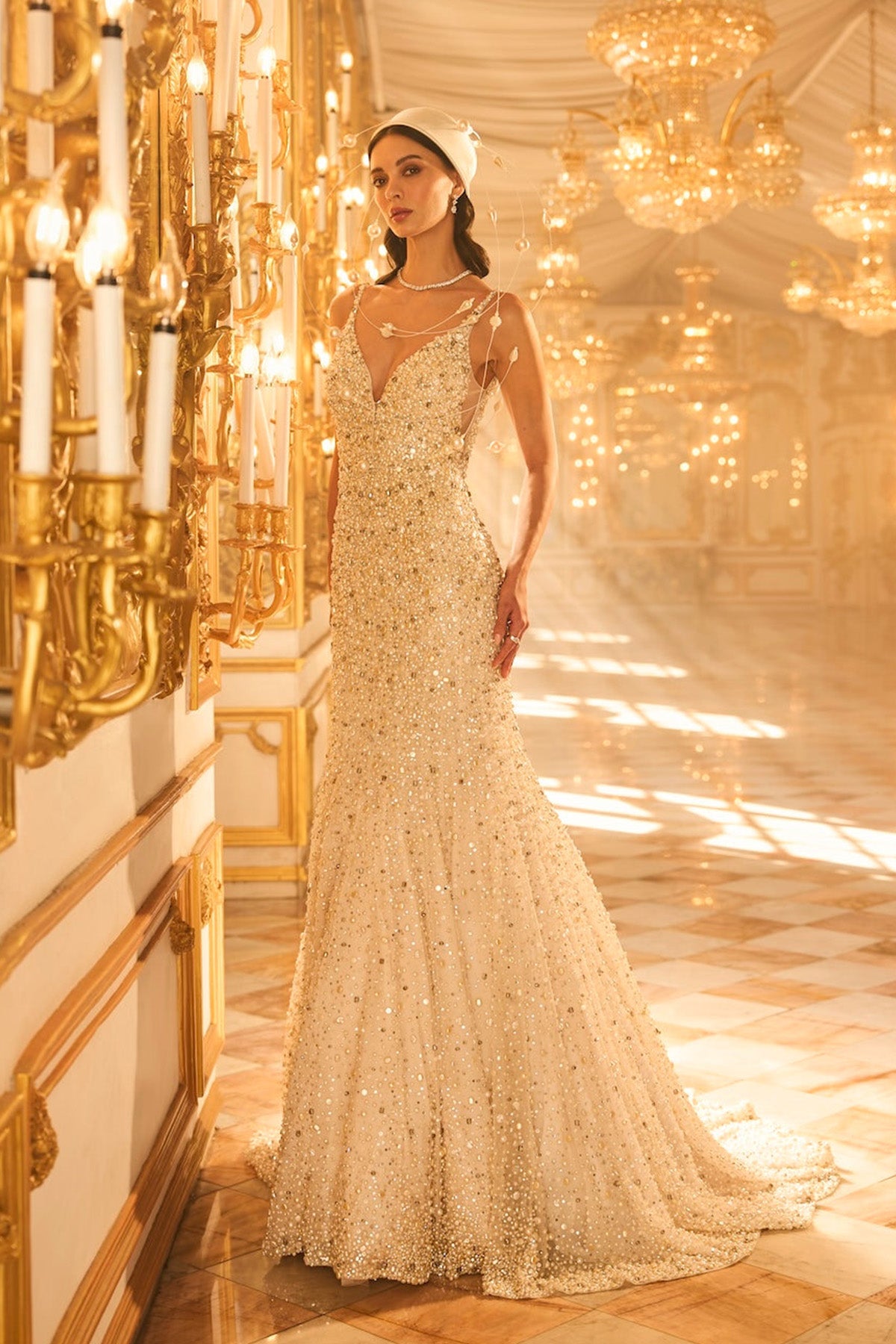 Ivory Pearl Trail Gown