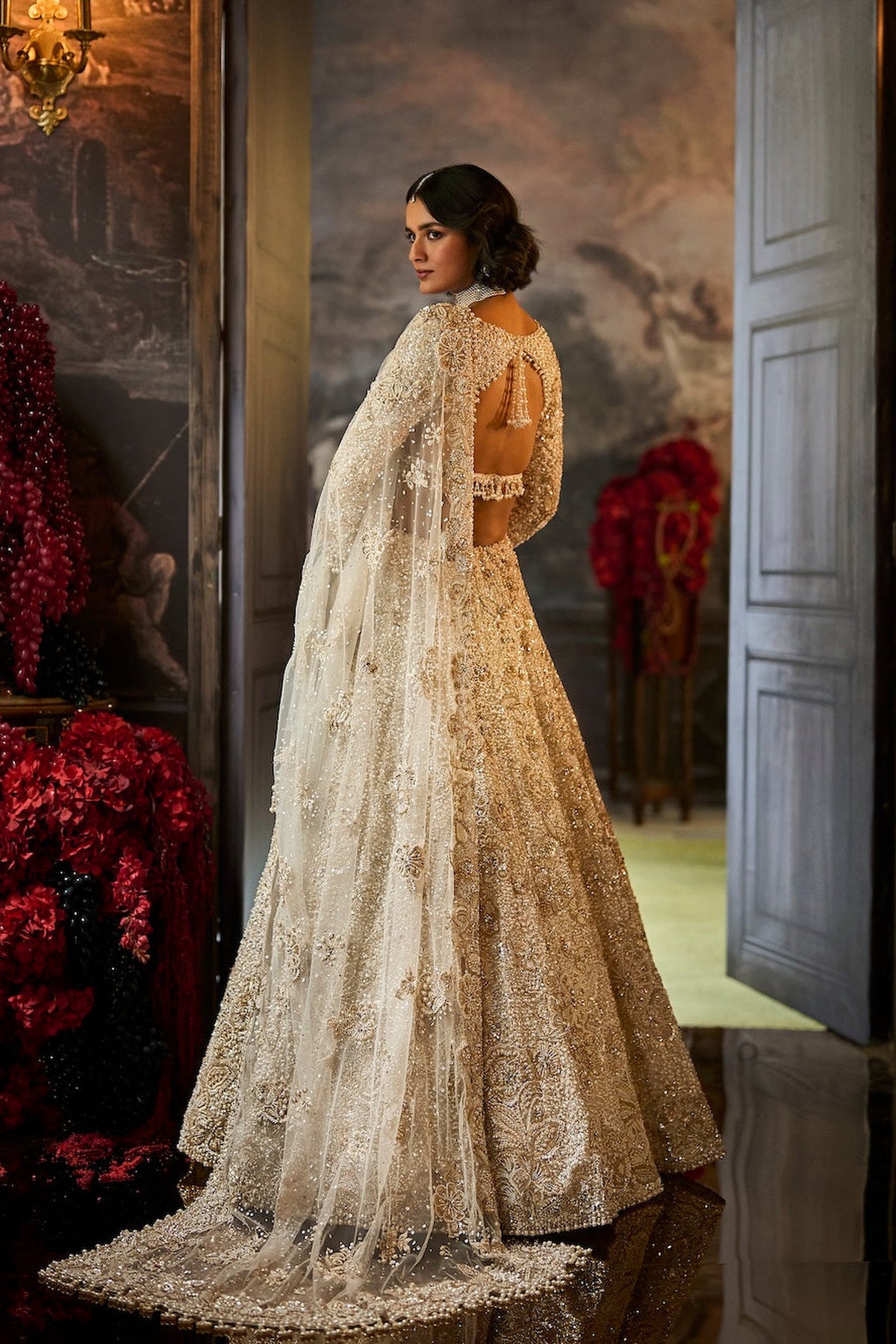 Ivory Sequin Lehenga Set