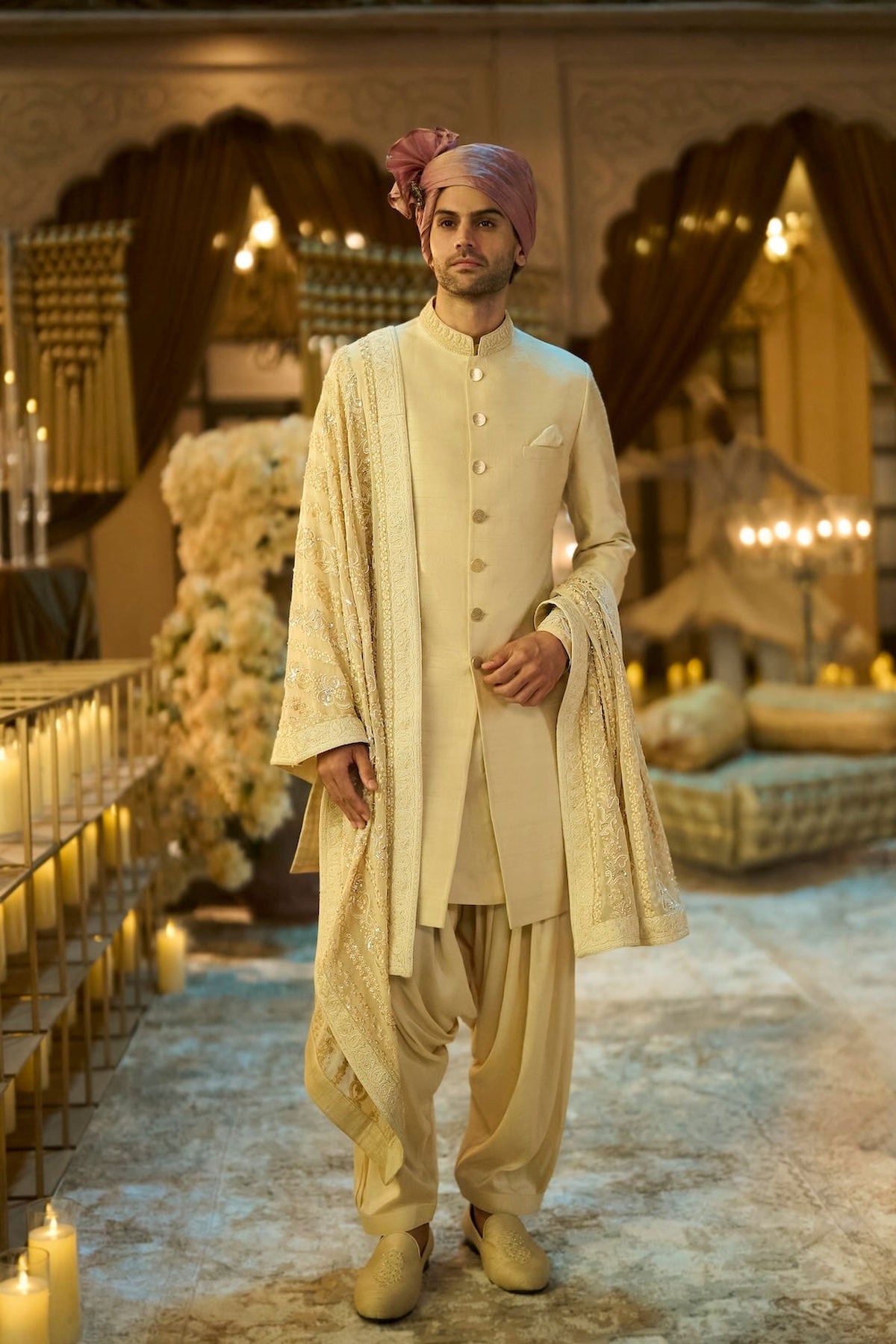 Ivory Zardosi Sherwani Set