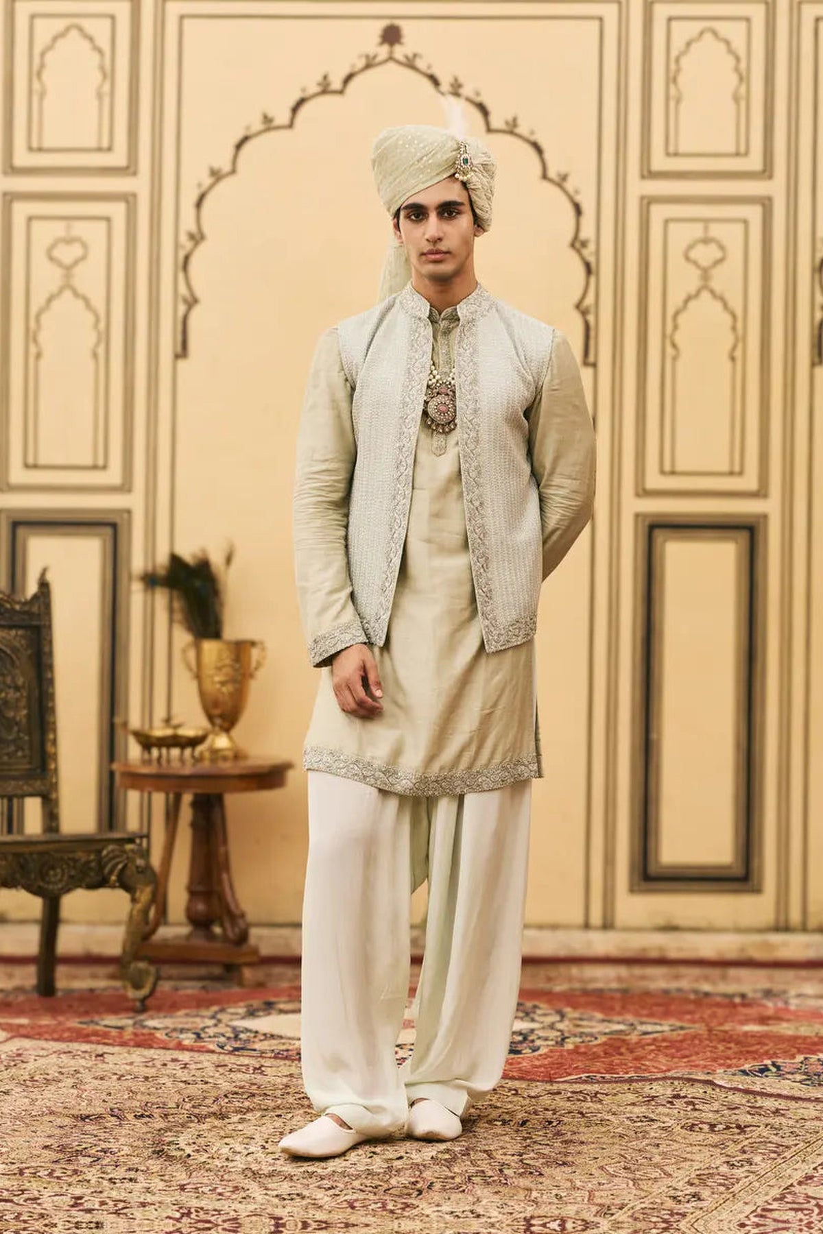 Jalabha Raw Silk Kurta Bundi Set