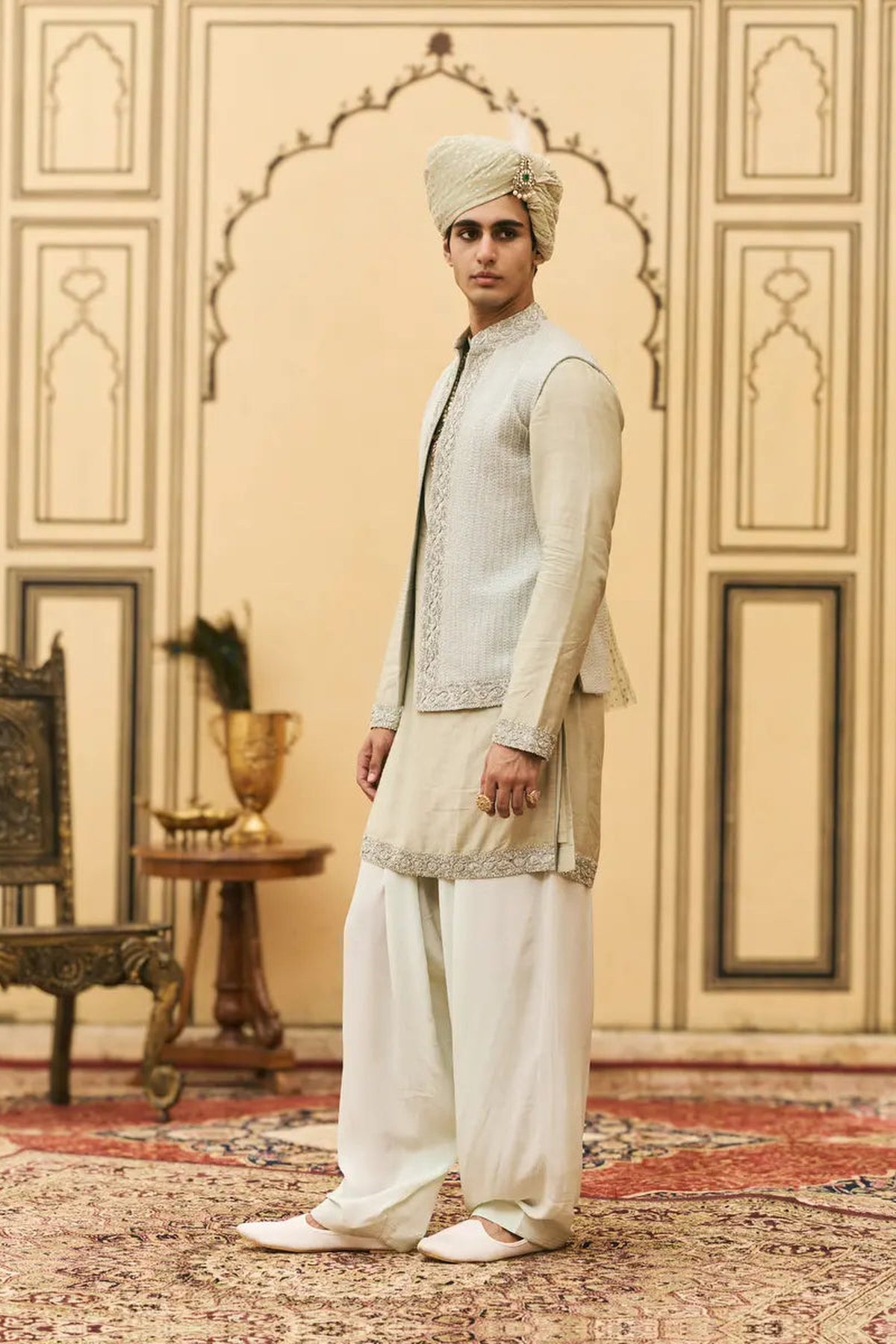 Jalabha Raw Silk Kurta Bundi Set