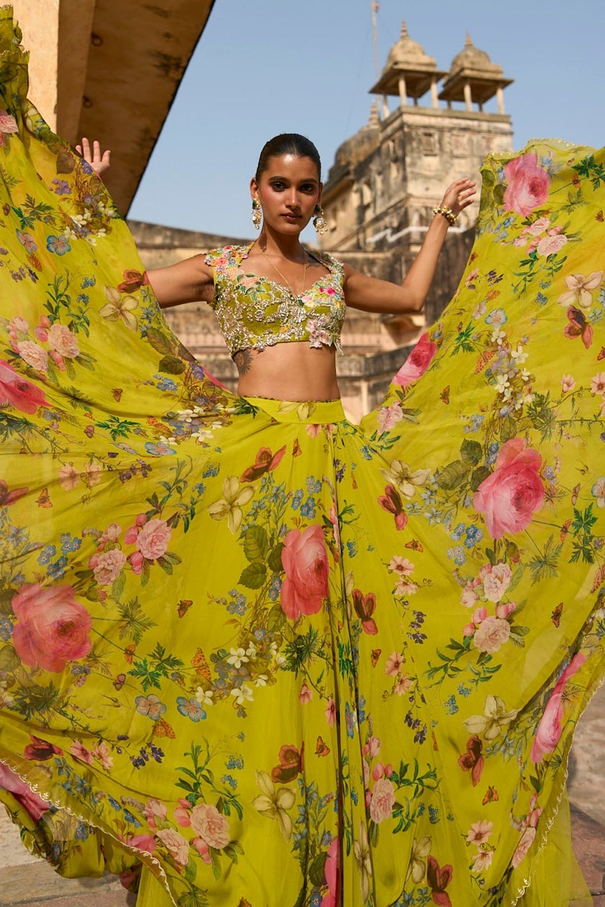 Janhvi Applique Skirt Set