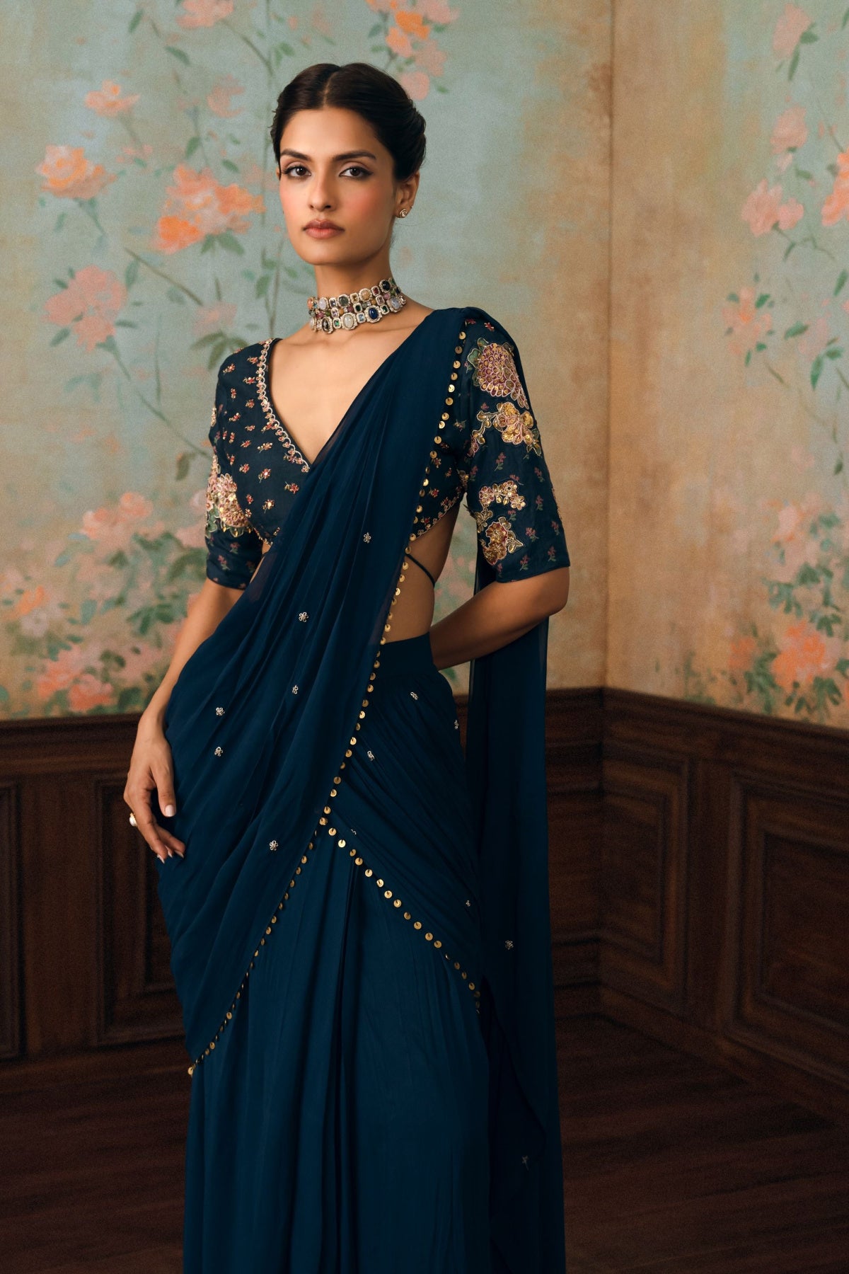 KAIA SAREE SET â€“ NAVY BLUE