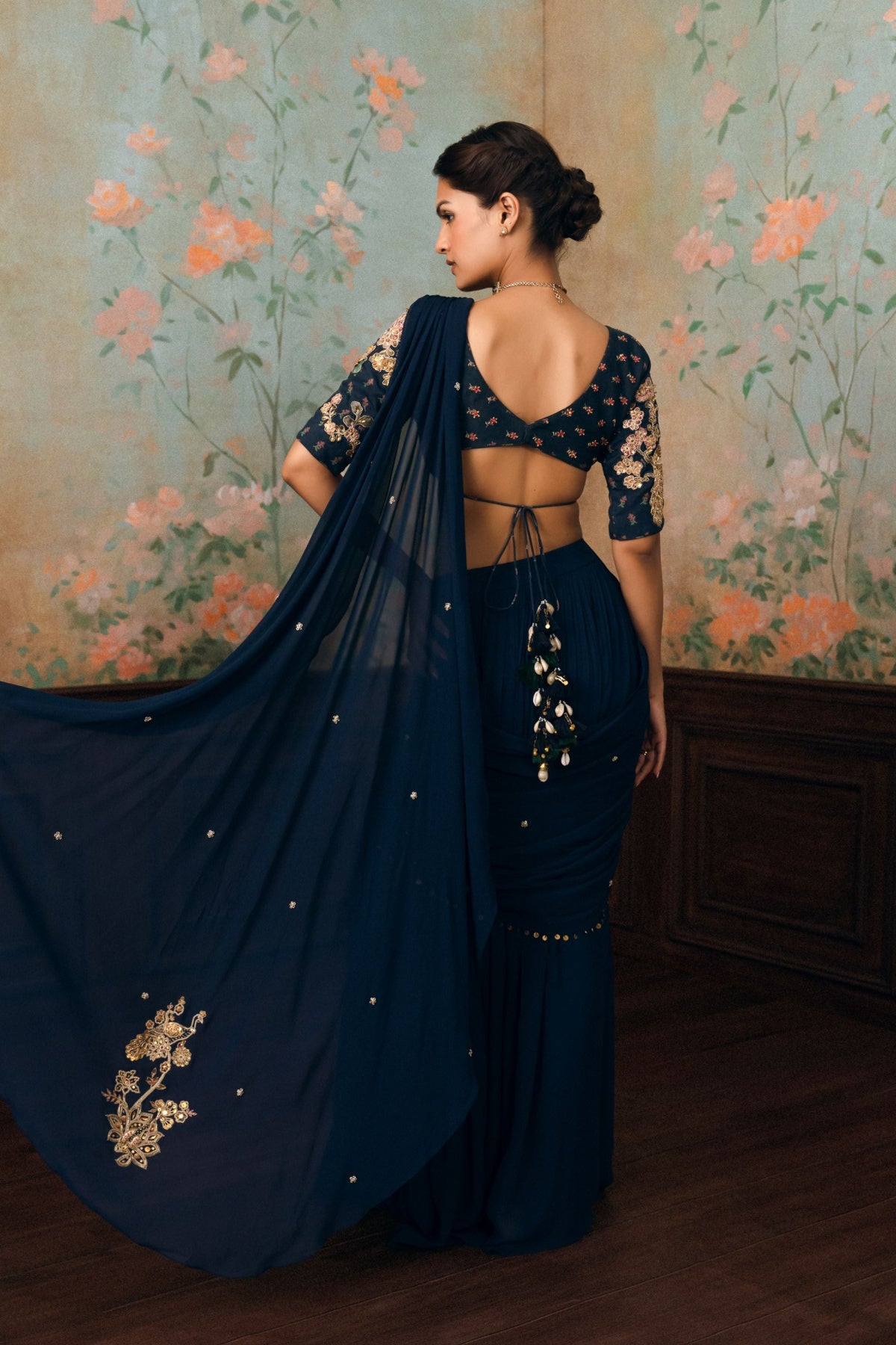 KAIA SAREE SET â€“ NAVY BLUE