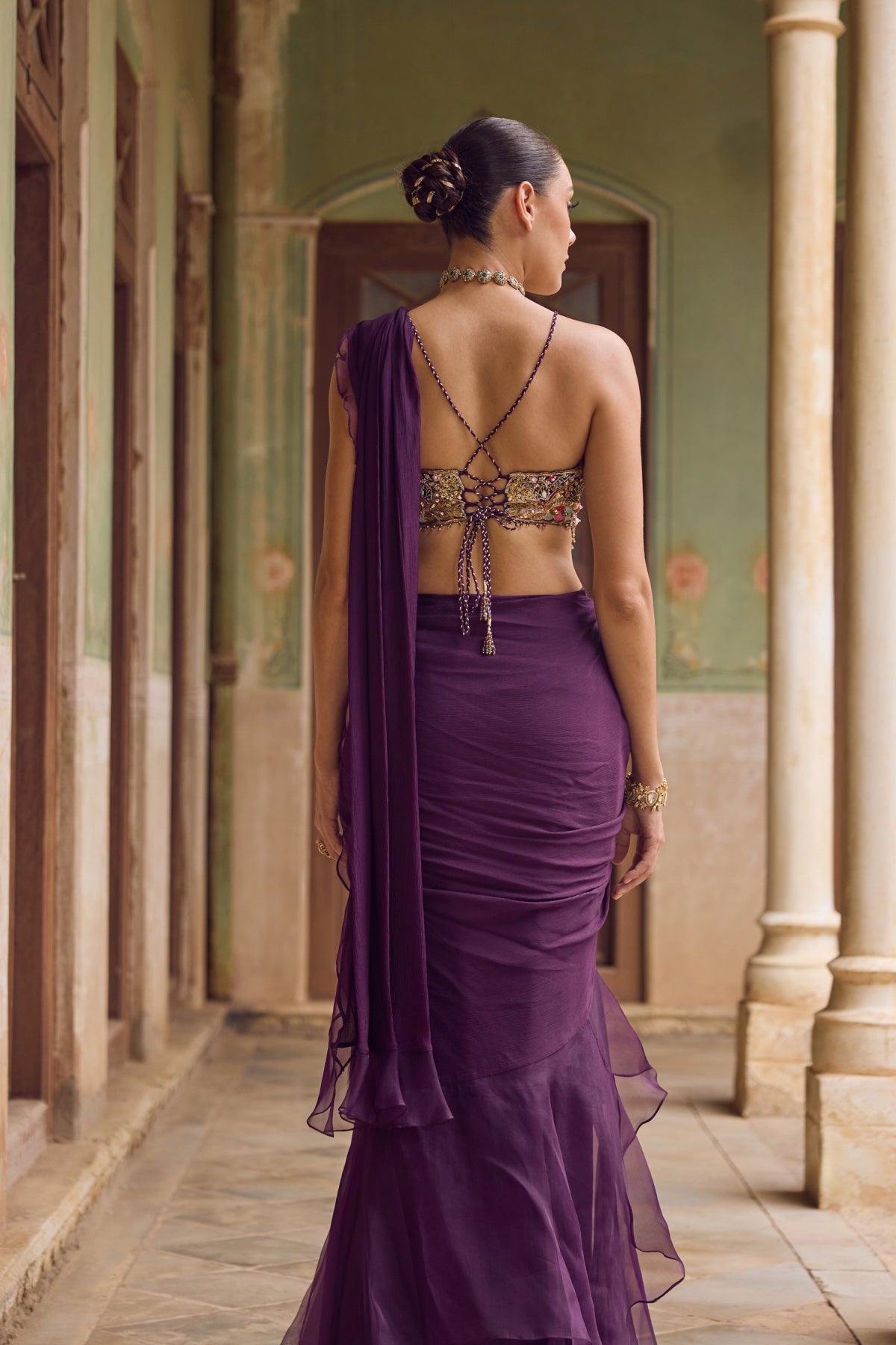 Kashida Ruffle Saree