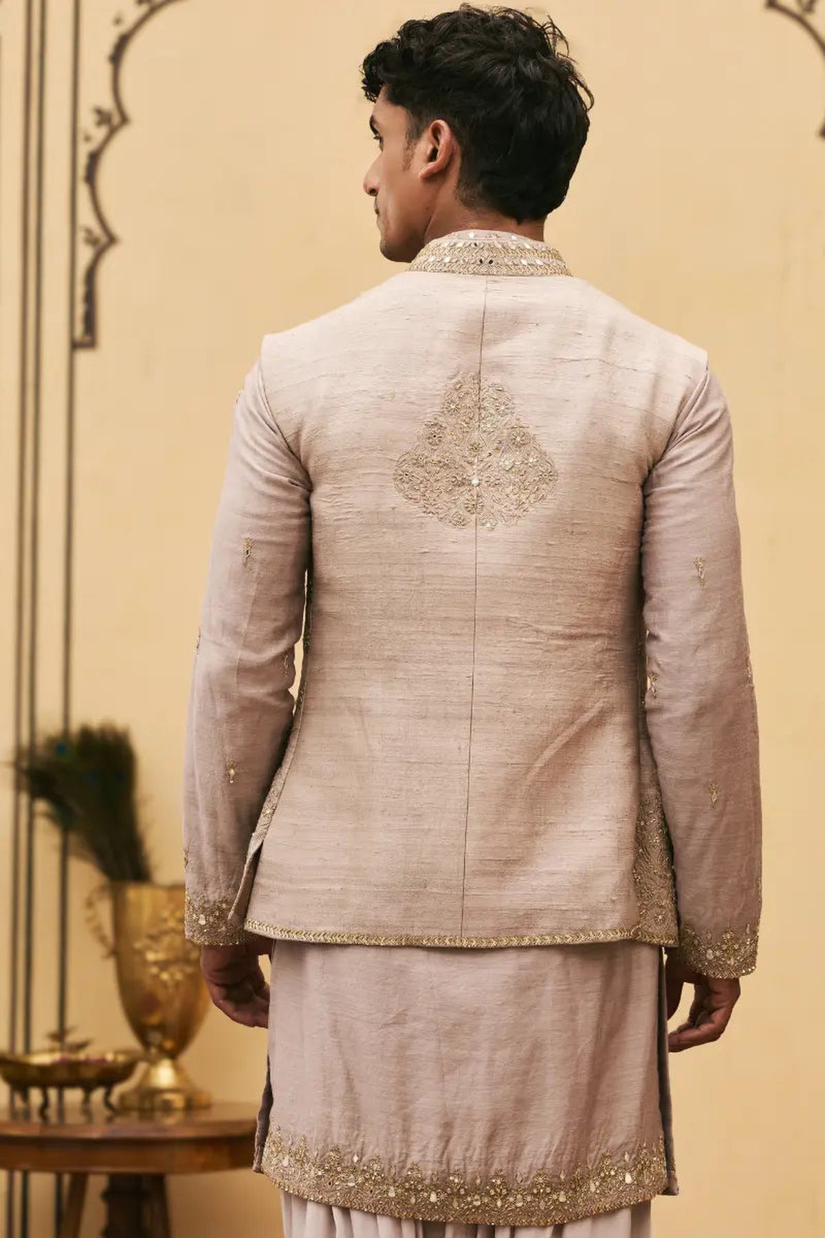 Kastoori Tussar Silk Kurta Bundi Set