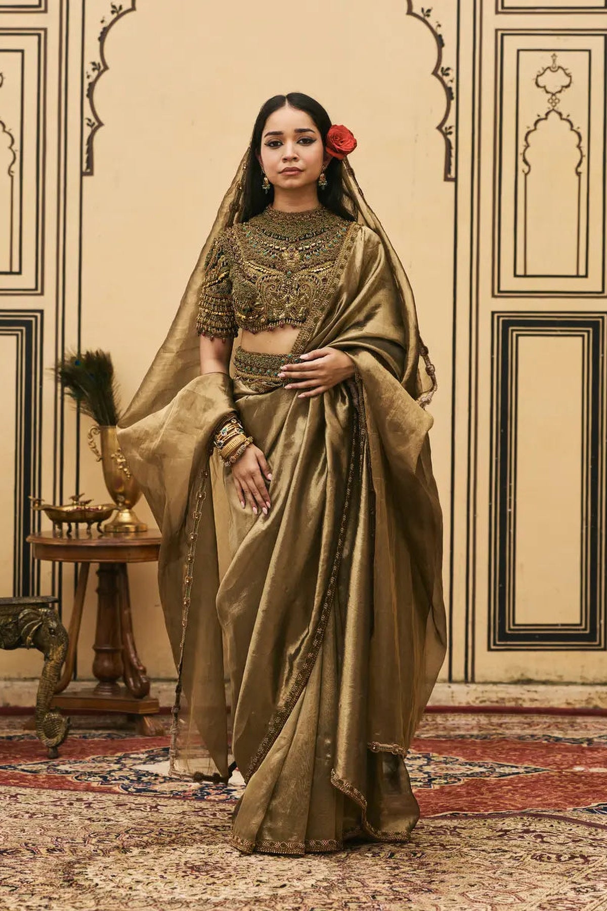 Krishnavarna Jadaau Saree Set