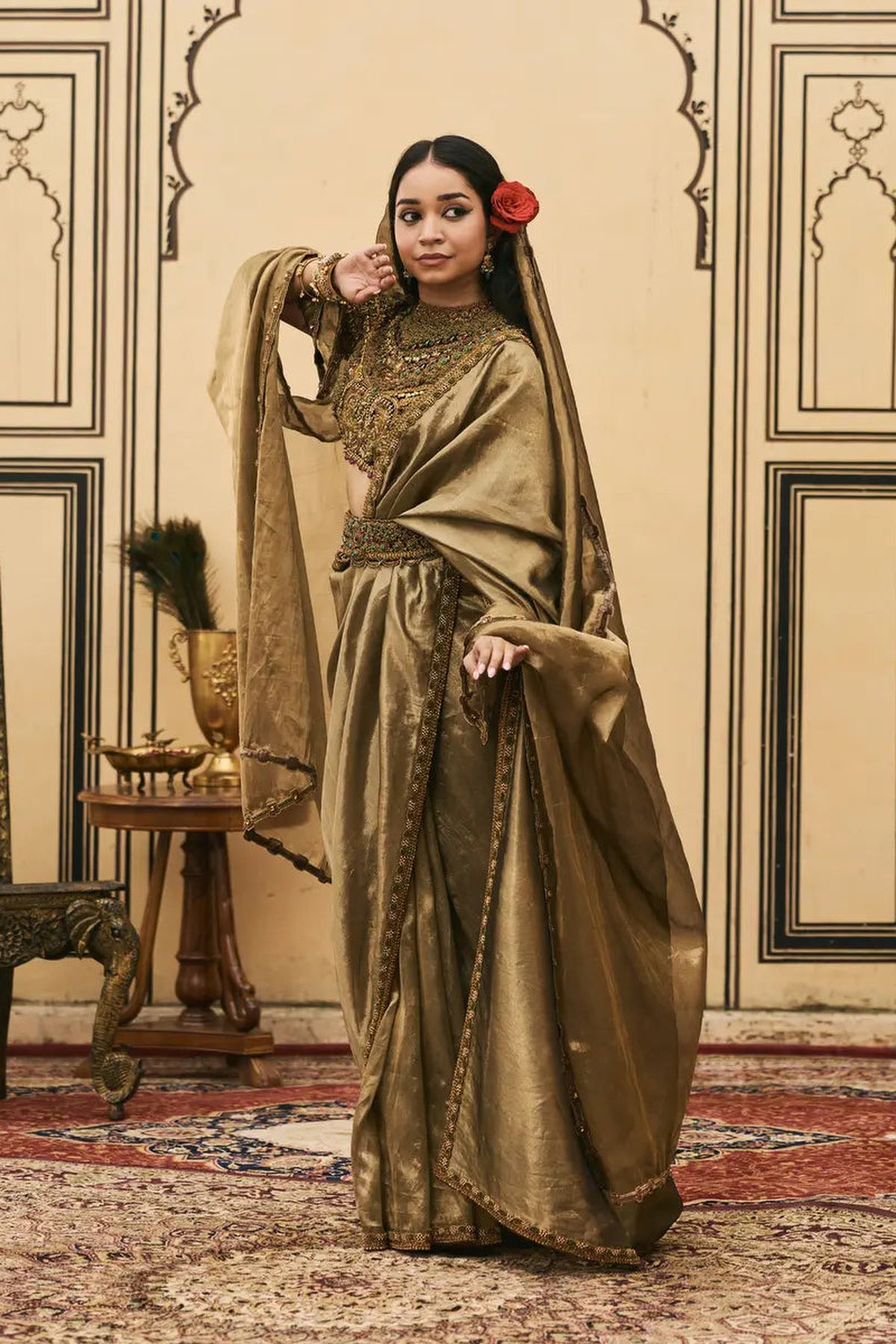 Krishnavarna Jadaau Saree Set