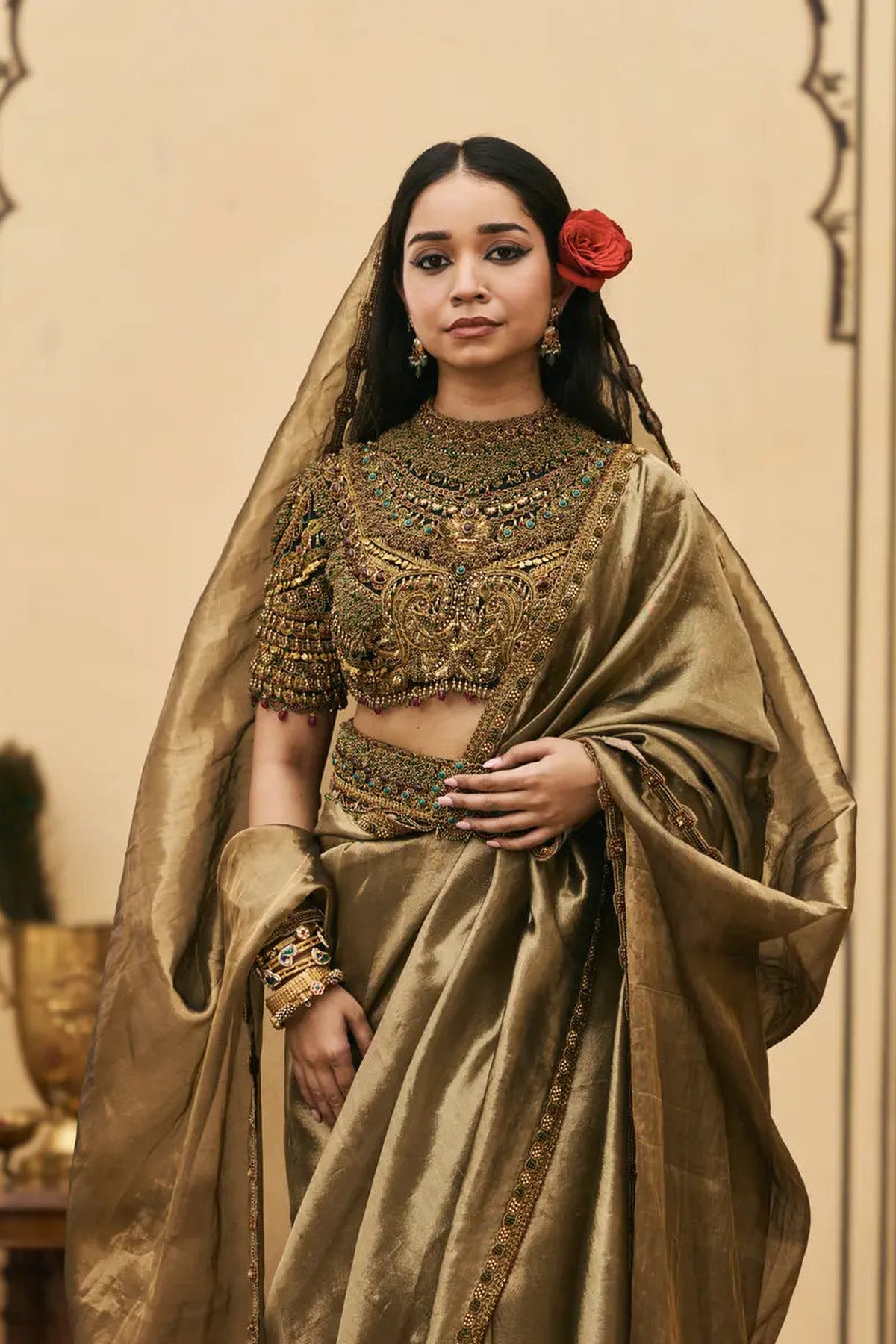 Krishnavarna Jadaau Saree Set