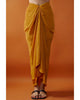 Mustard Drape Skirt And Embroidered Cape Set