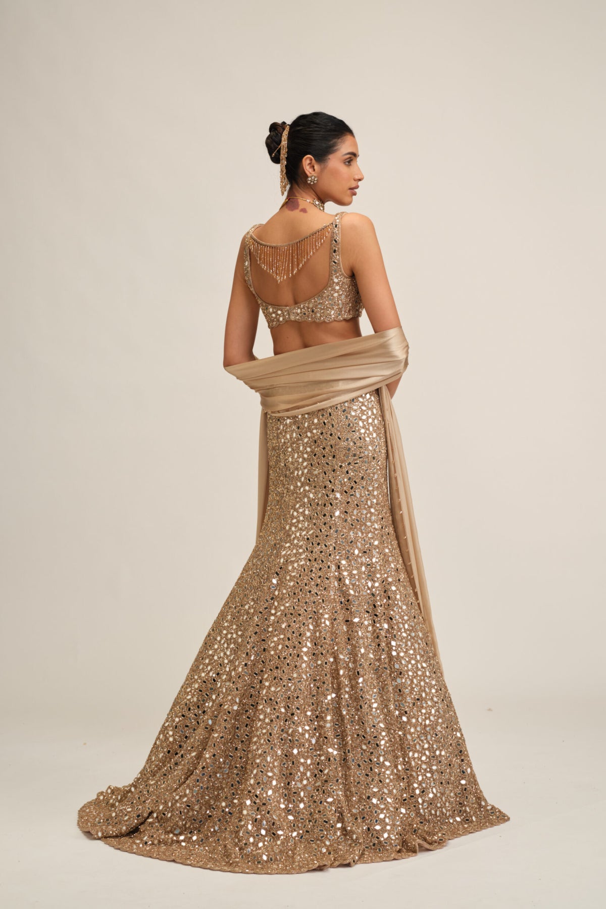 Light Beige Fishcut Lehenga Set