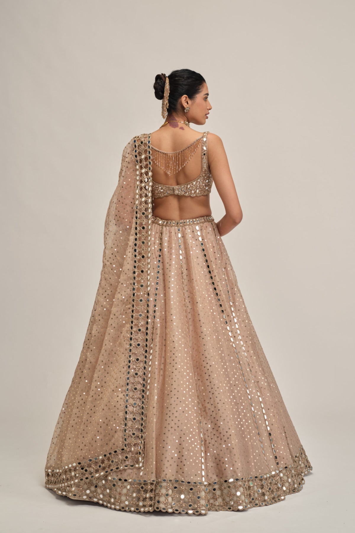 Light Beige Sequins Embroidered Lehenga Set