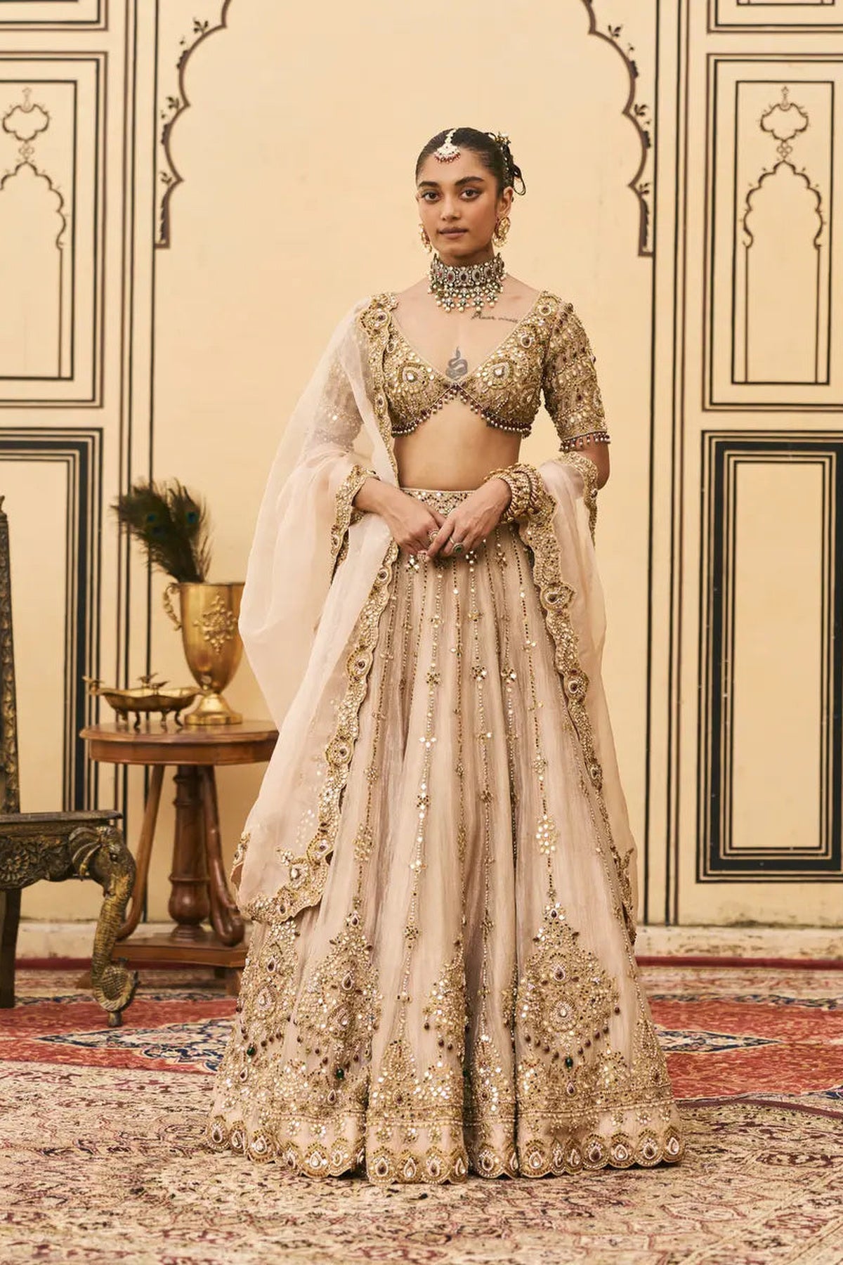 Maang Tika Tissue Lehenga Set