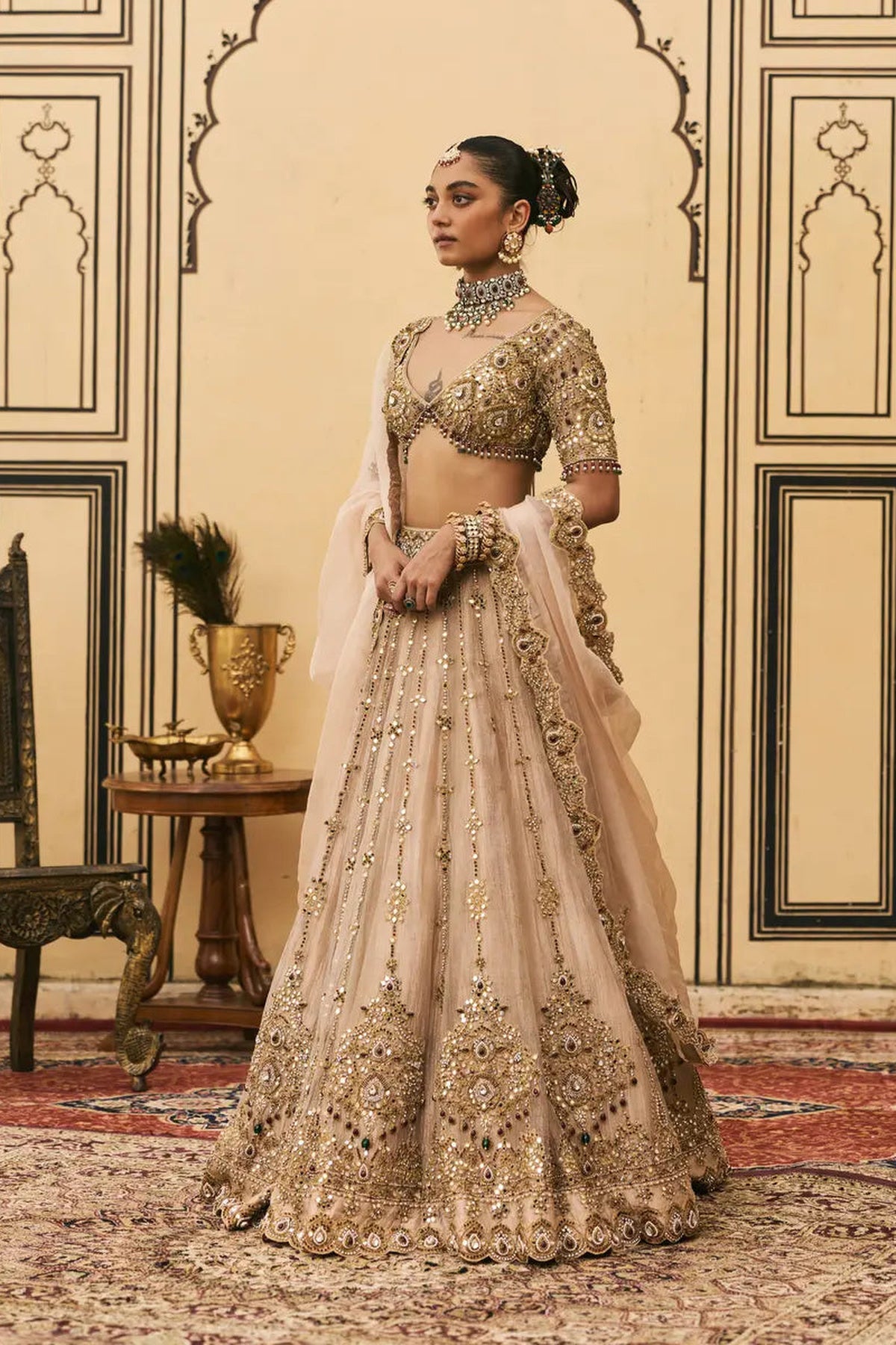 Maang Tika Tissue Lehenga Set