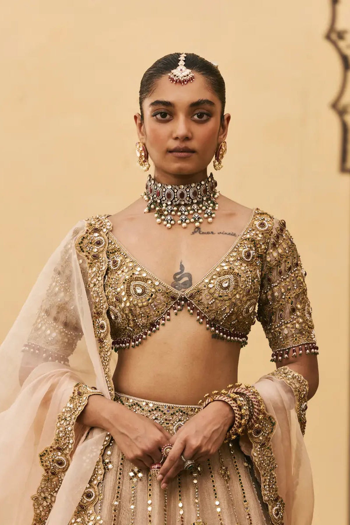 Maang Tika Tissue Lehenga Set