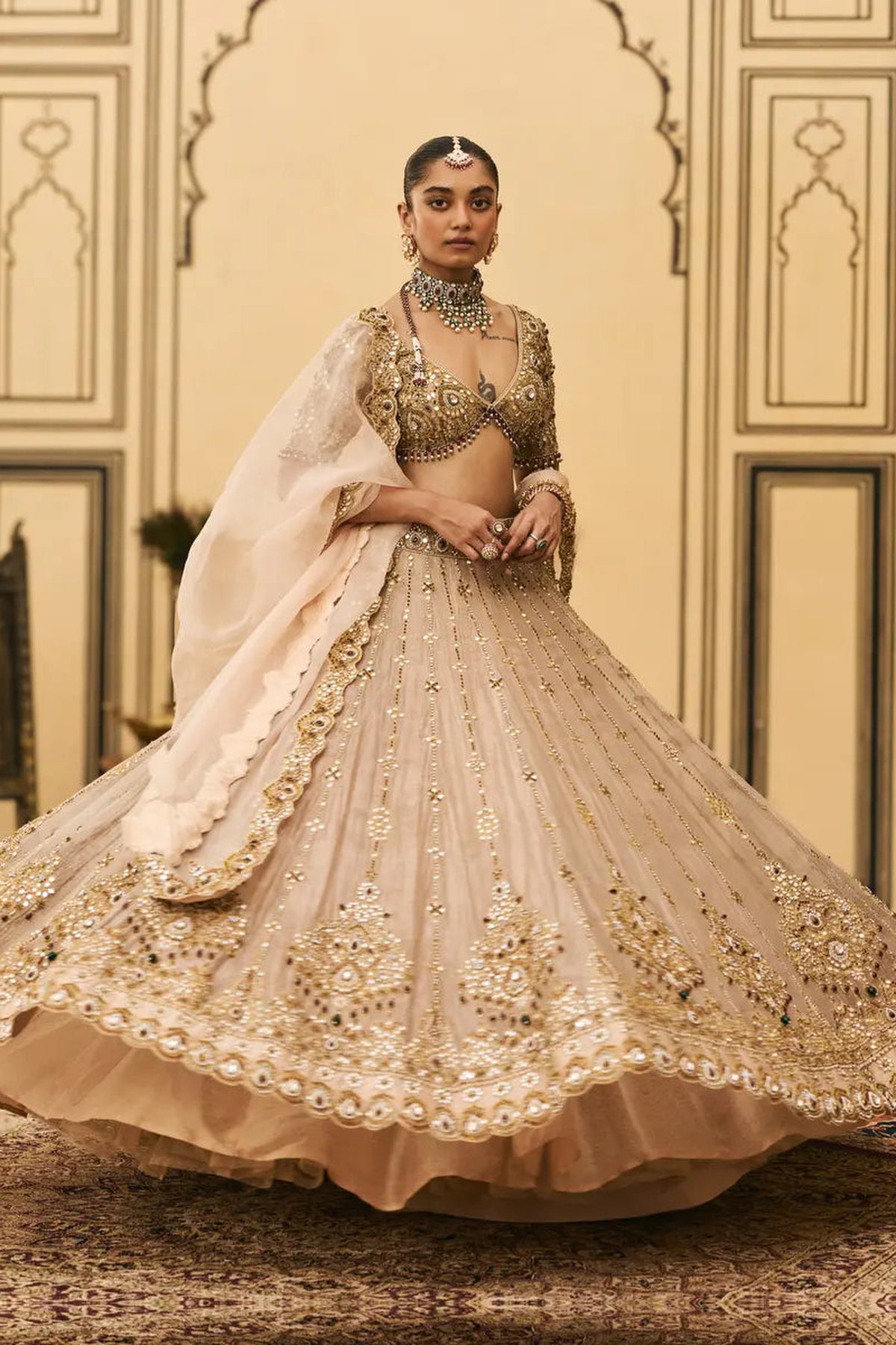 Maang Tika Tissue Lehenga Set