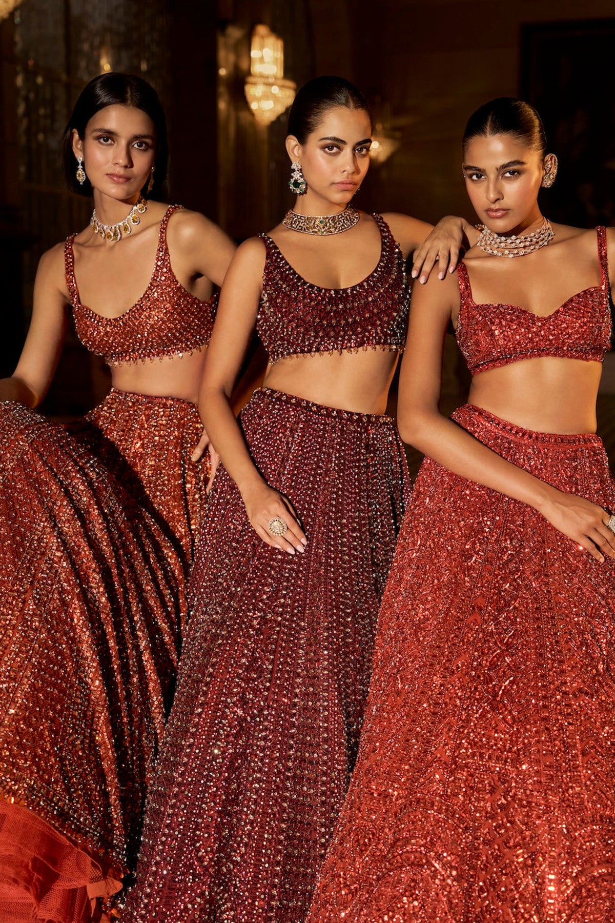Maroon Sequin Lehenga Set