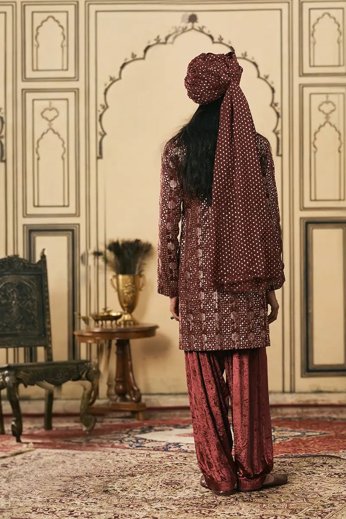 Maroonya Chanderi Brocade Velvet Kurta Set