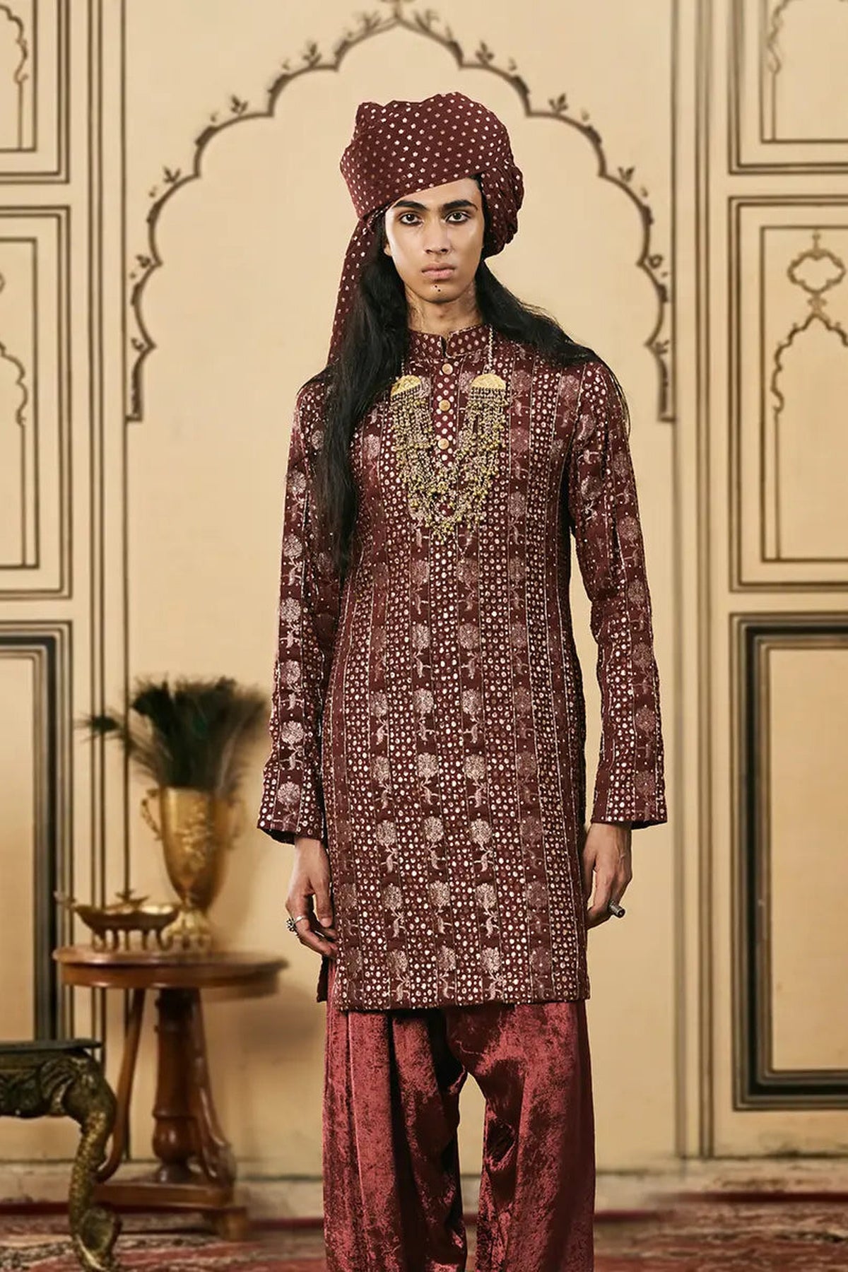 Maroonya Chanderi Brocade Velvet Kurta Set