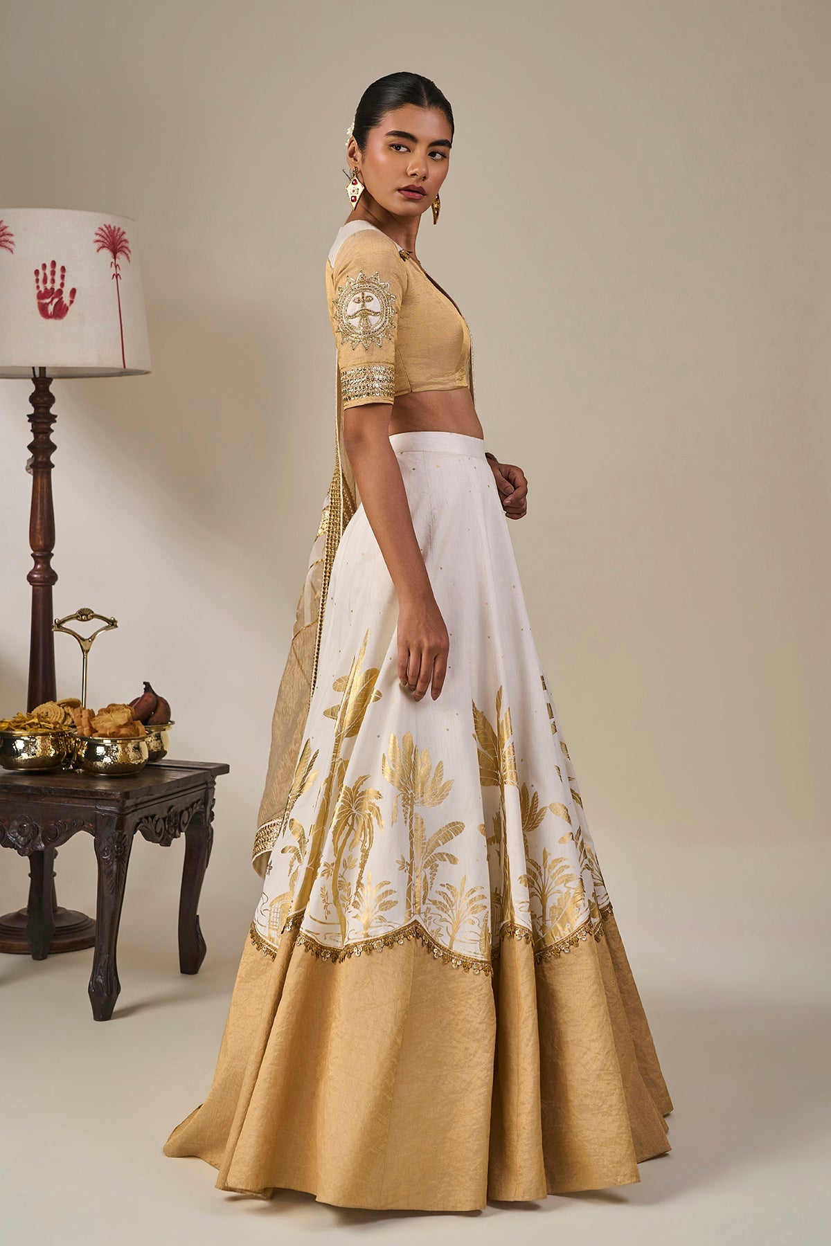 Ivory Backwater Postcard Lehenga Set