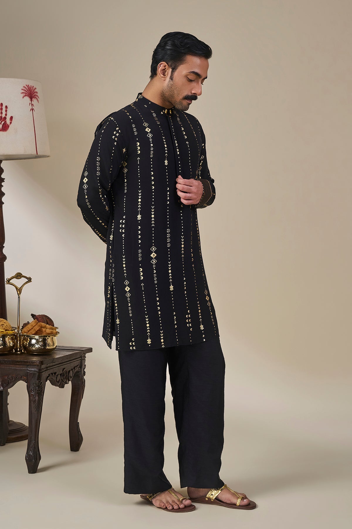 Black Celestial Moonfall Kurta