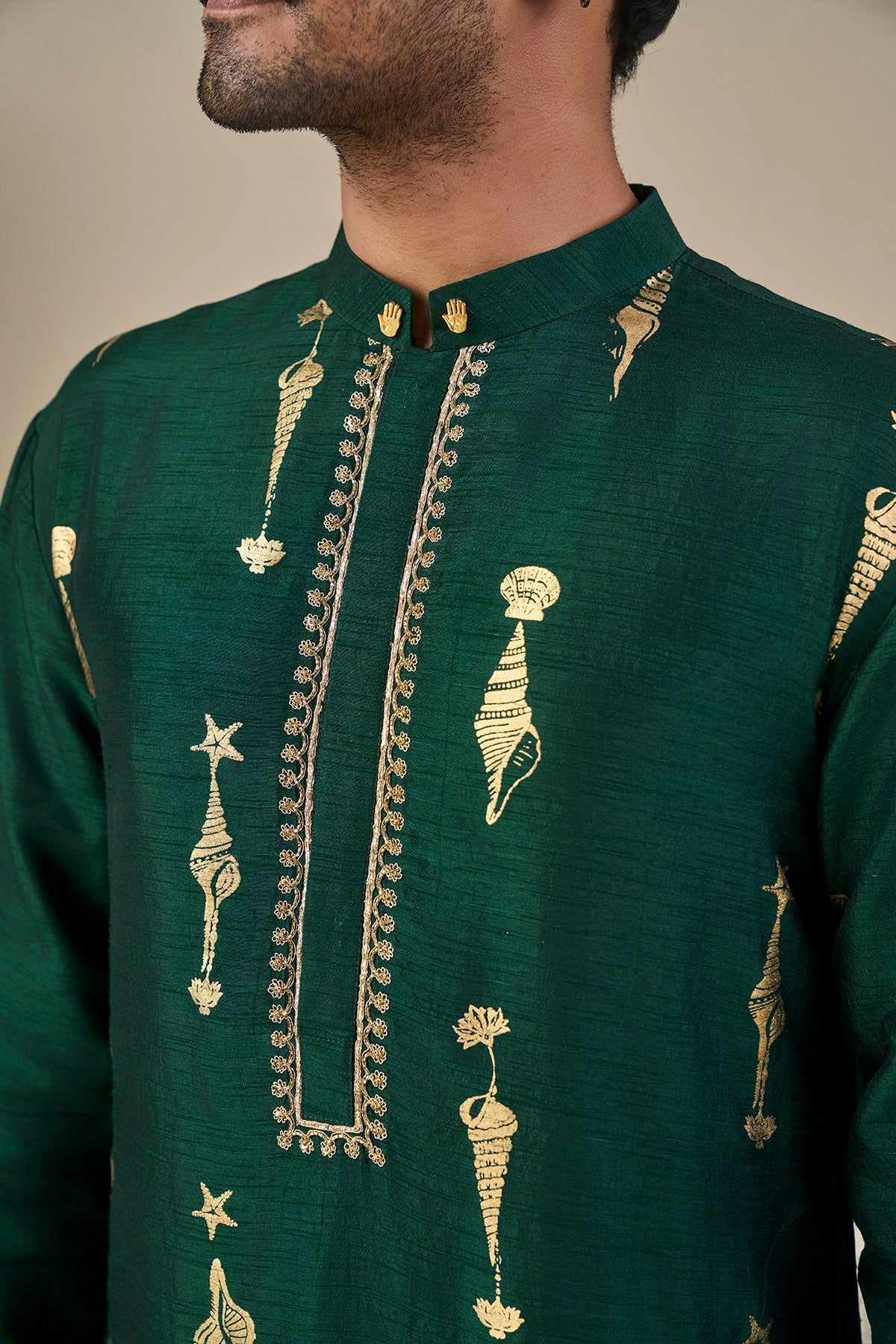 Bottle Green Kochi Conch Kurta Set