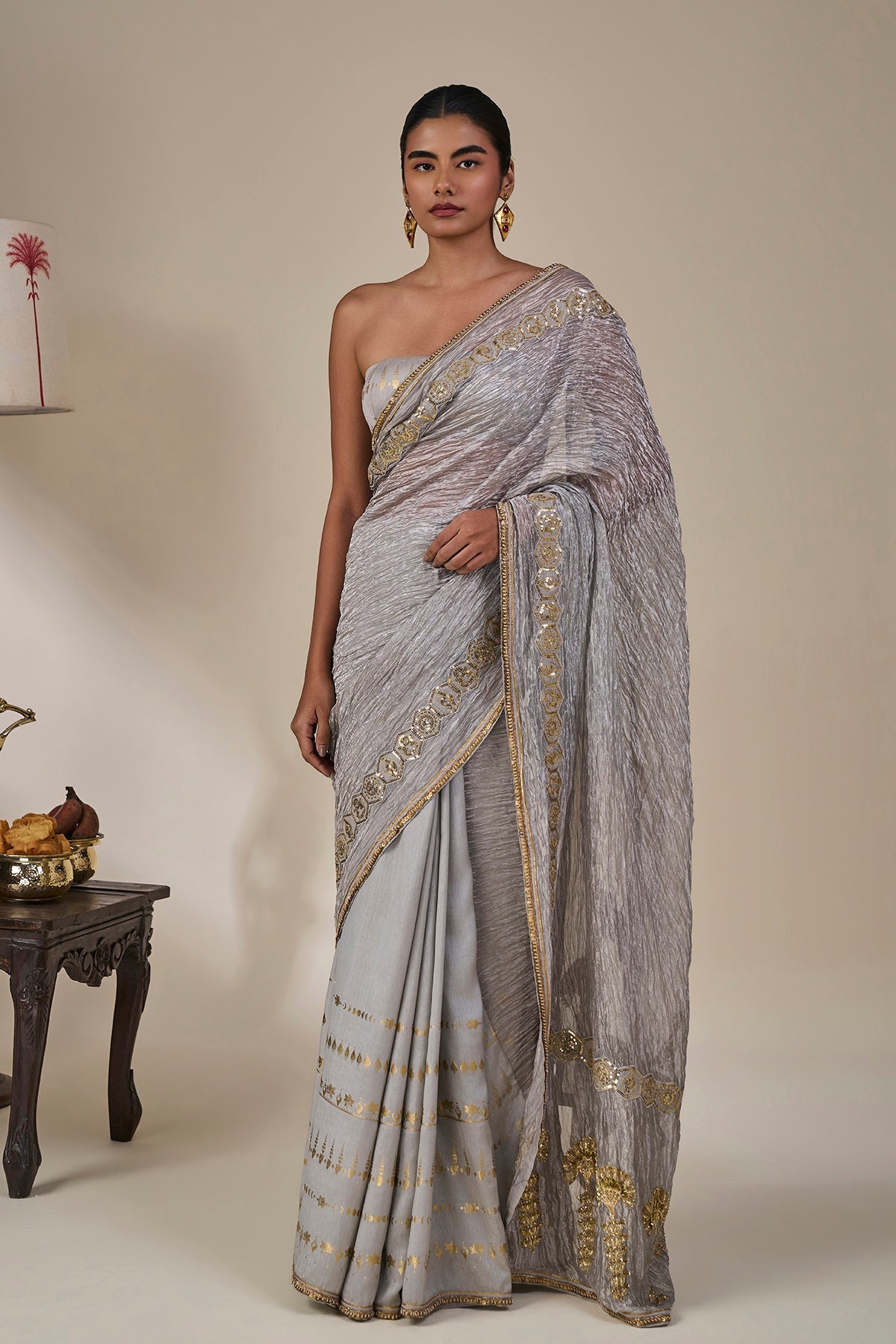 Grey Kathakali Malabar Saree