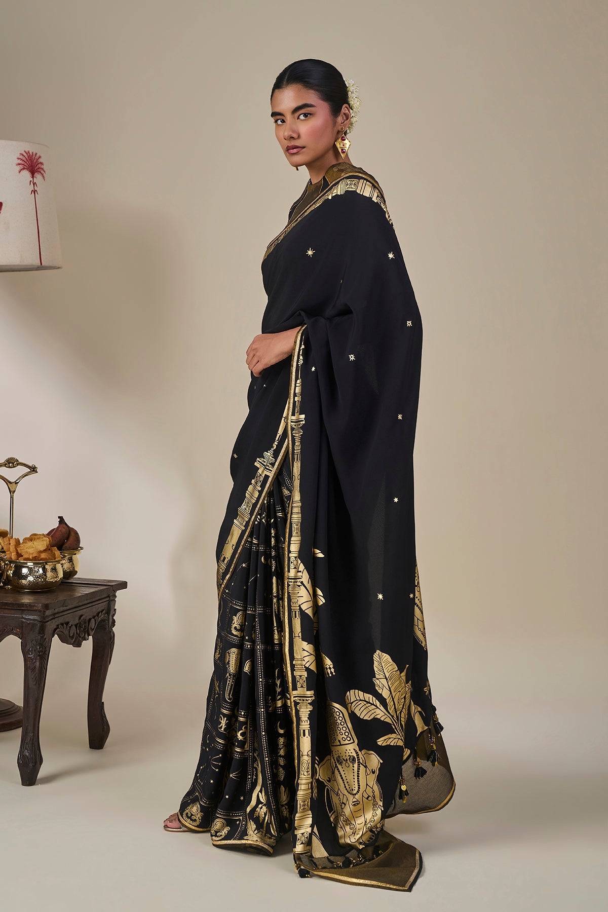 Black Malabar Grove Saree