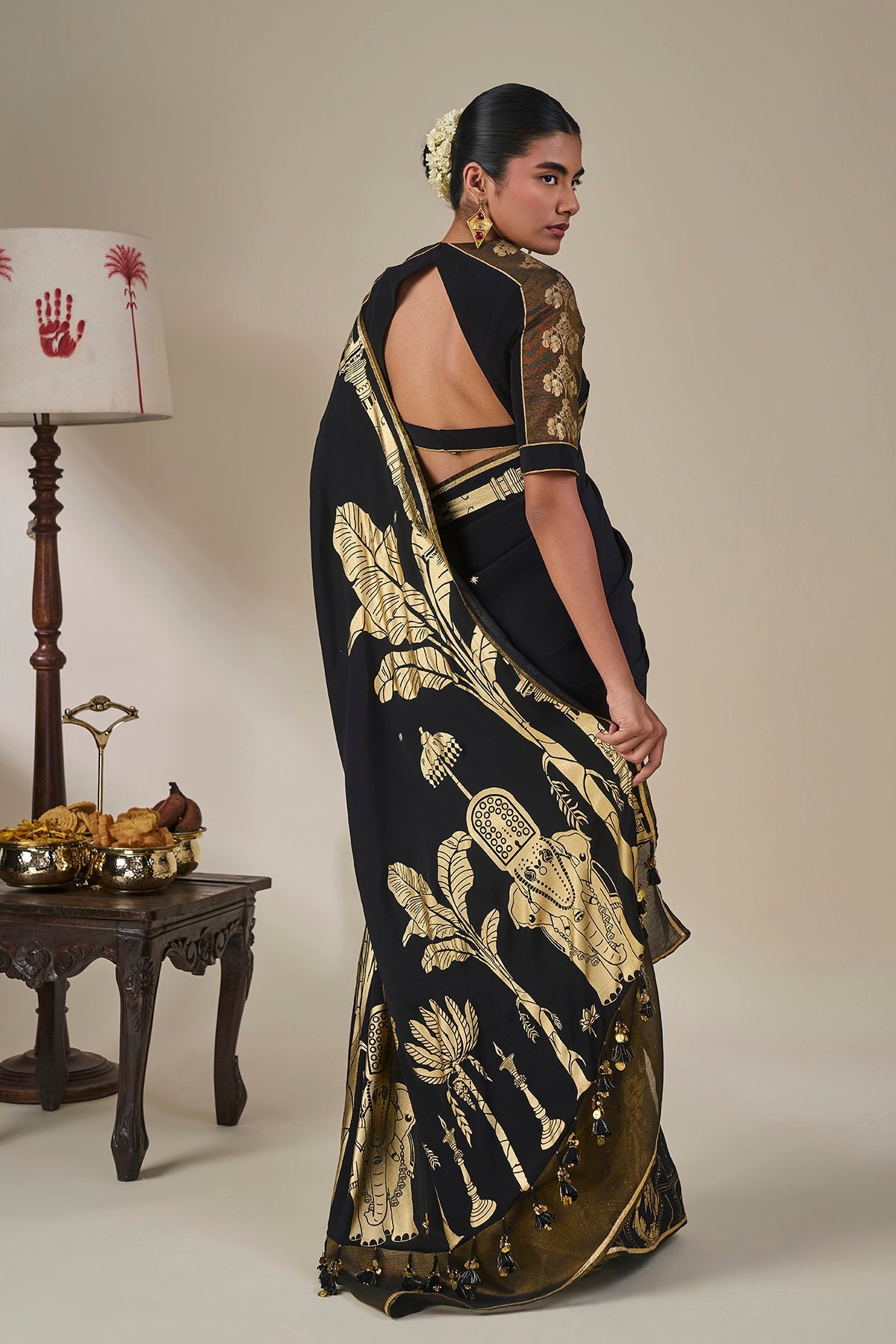 Black Malabar Grove Saree