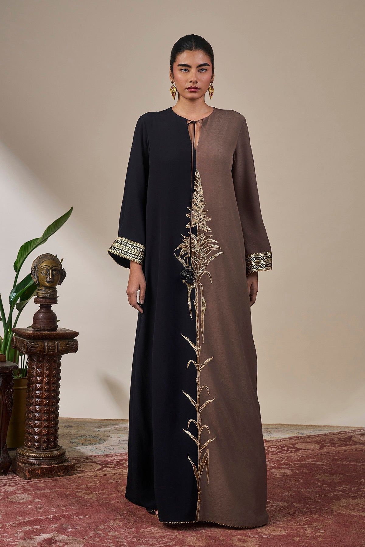 Black & Brown Shaahi Bloom Kaftan