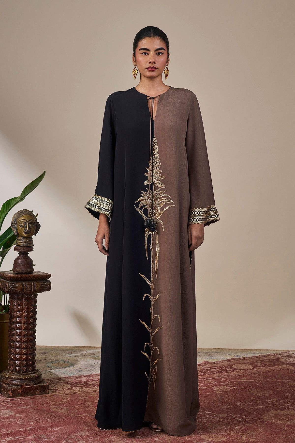 Black & Brown Shaahi Bloom Kaftan