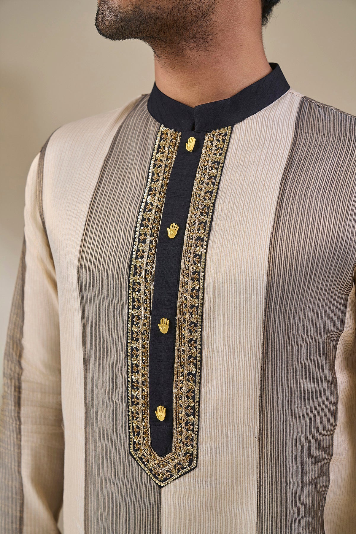 Palm Pillar Black & White Kurta