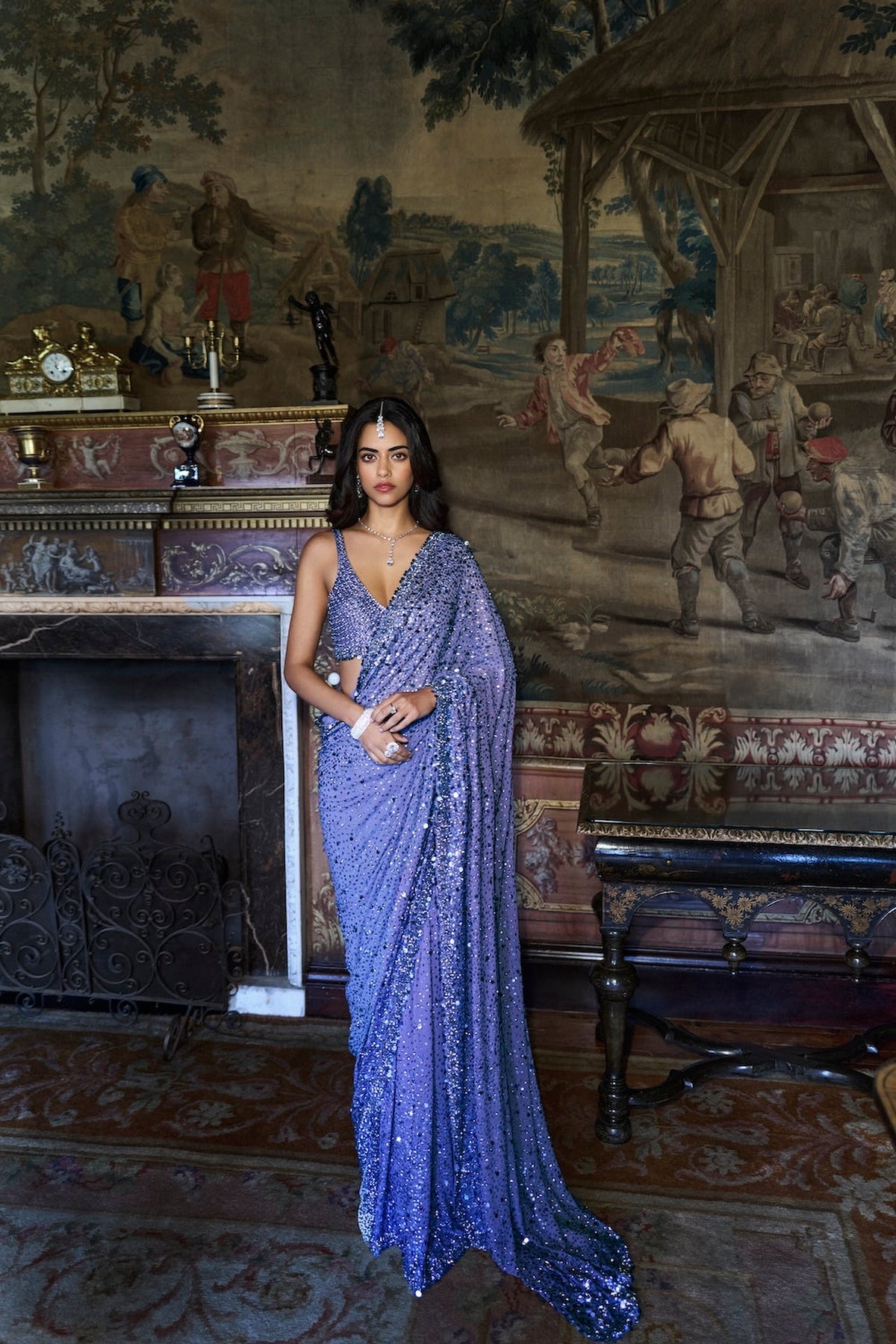 Mauve Sequin Saree