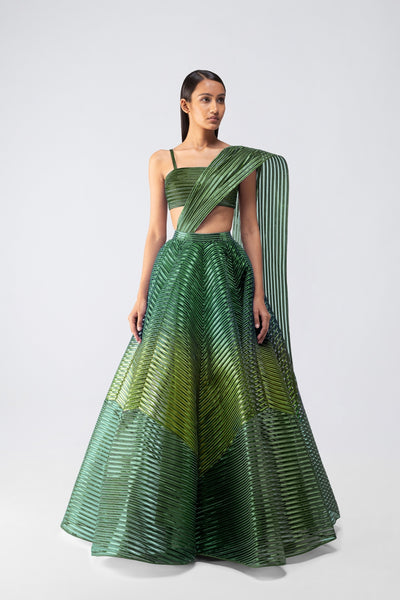 Metallic Bustier And Skirt With Drape - Ready To Ship