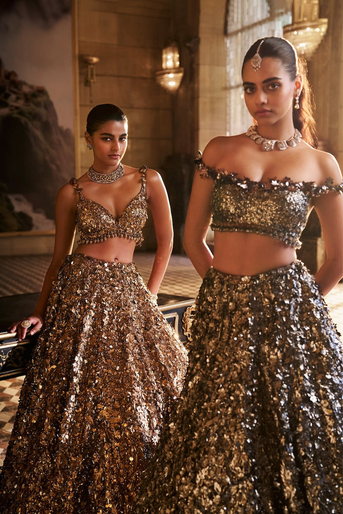 Metallic Gold 3D Lehenga Set