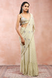 MINT APPLIQUE EMBROIDERED CHOLI AND SAREE